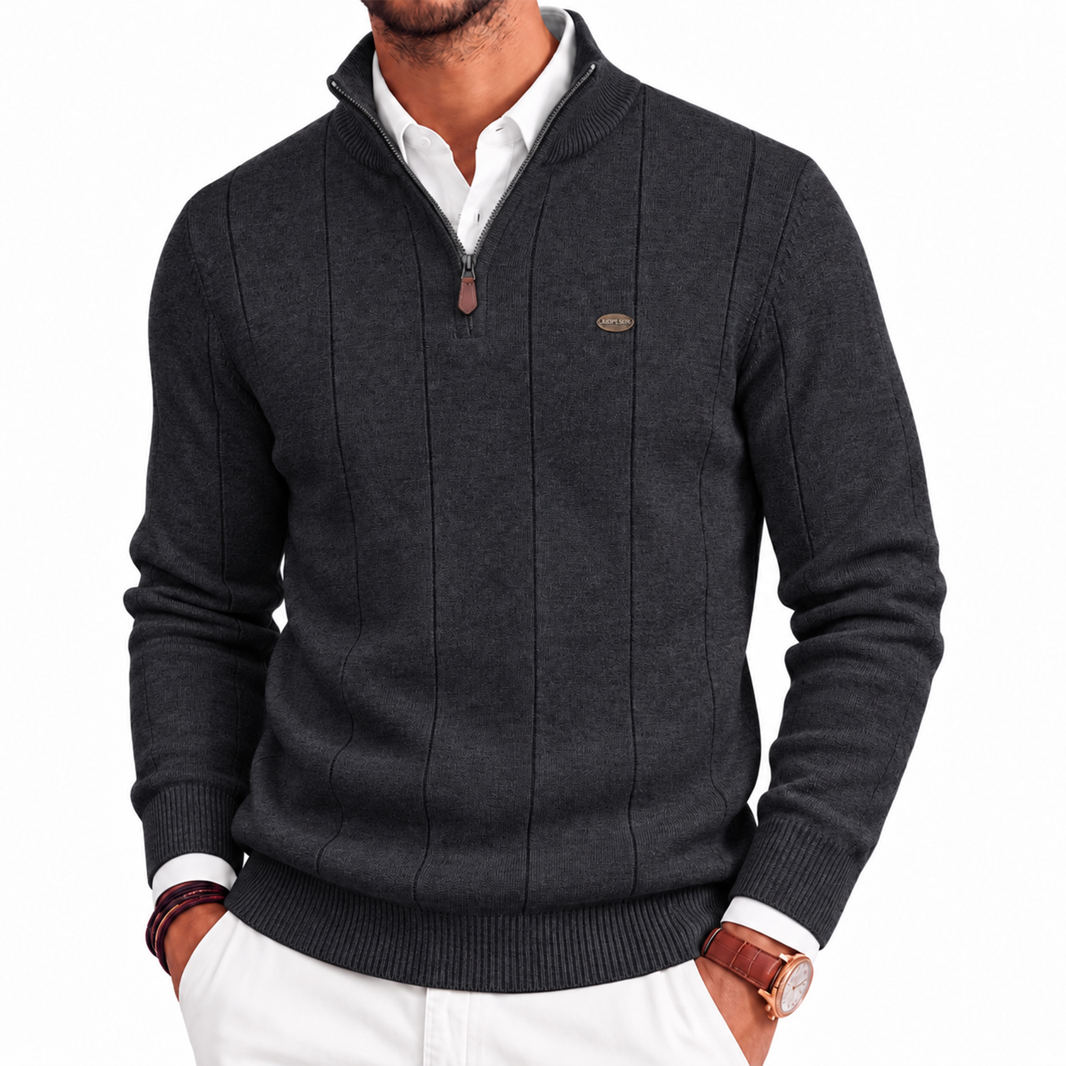 Men's Cotton Quarter-Zip Sweater