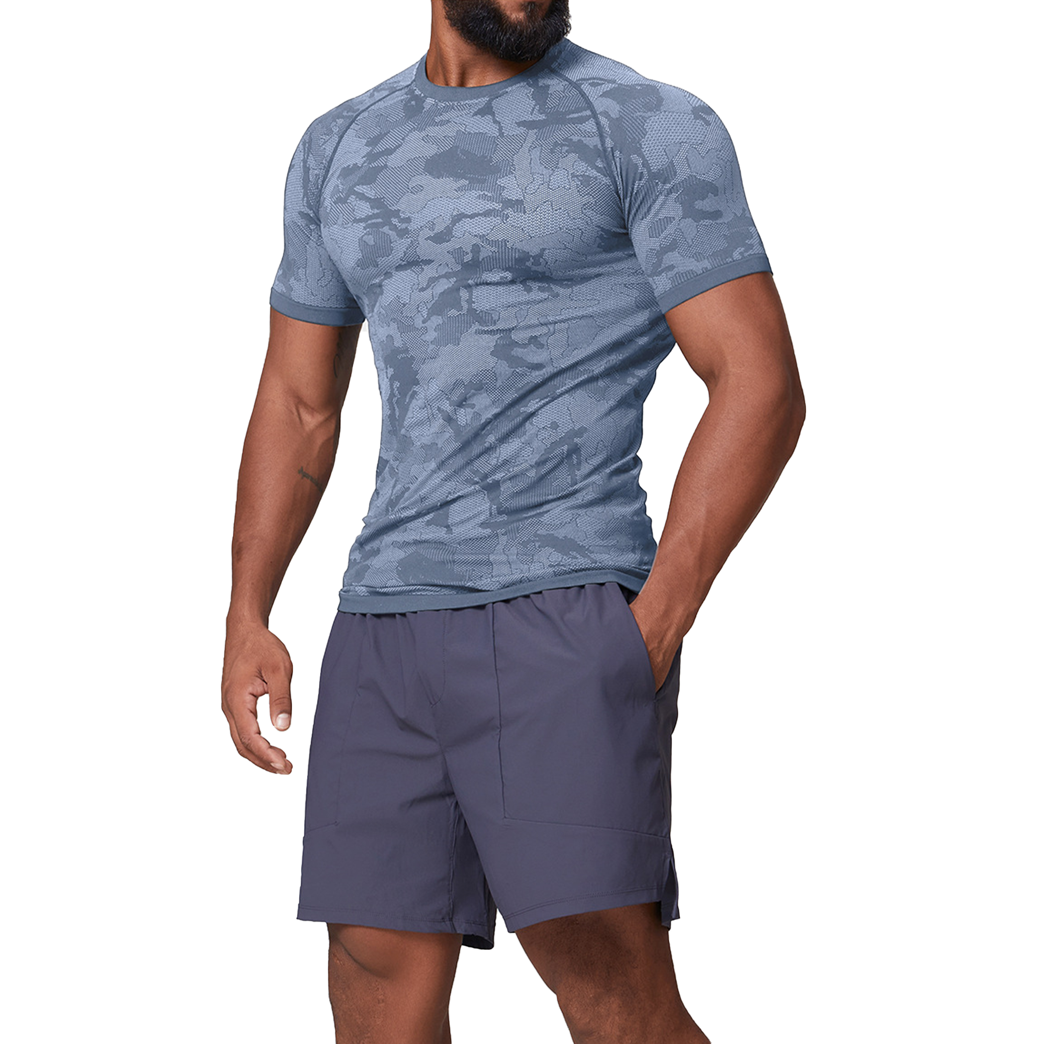 Men's Seamless Jacquard Camo Training T-Shirt