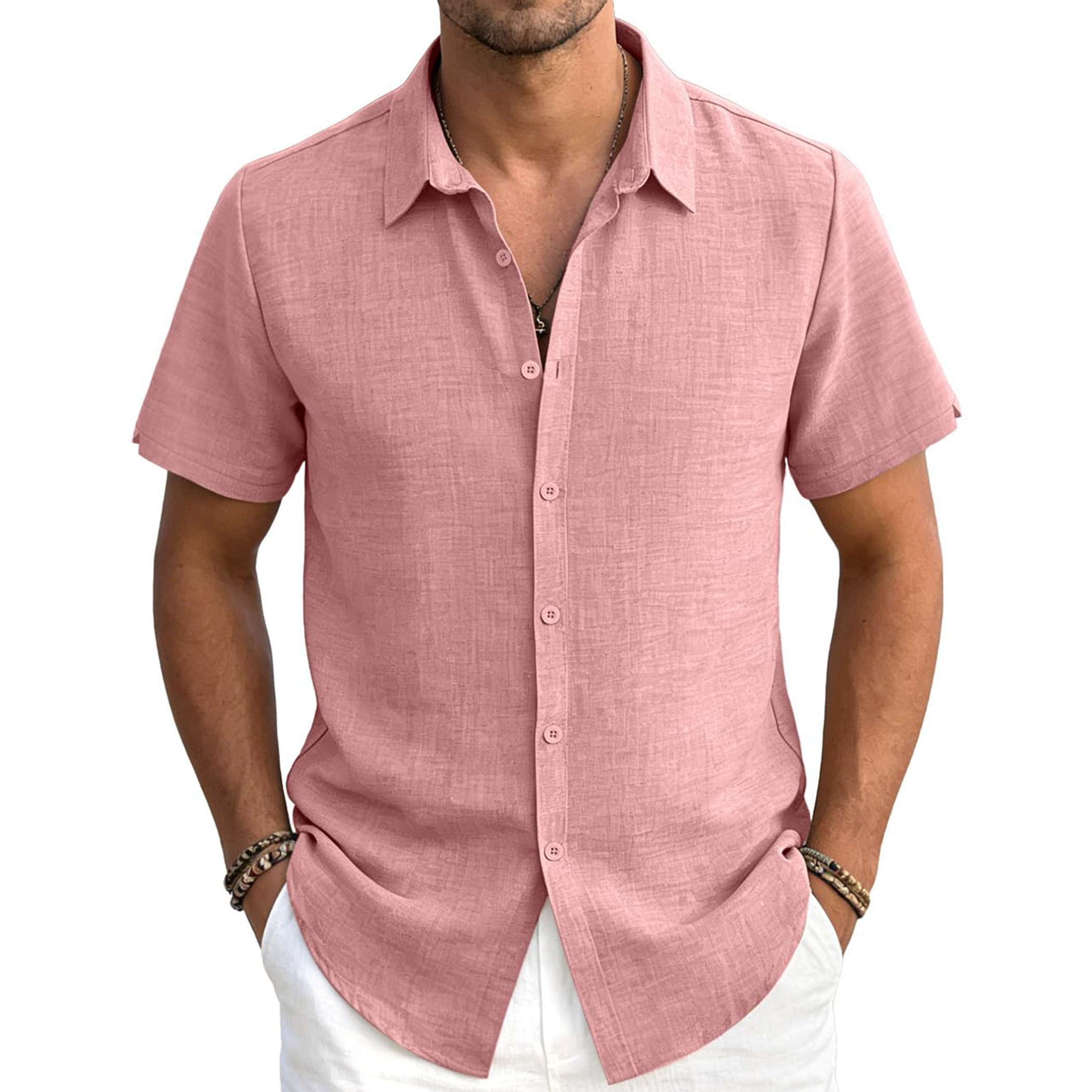 Men's Casual Linen Short Sleeve Shirt