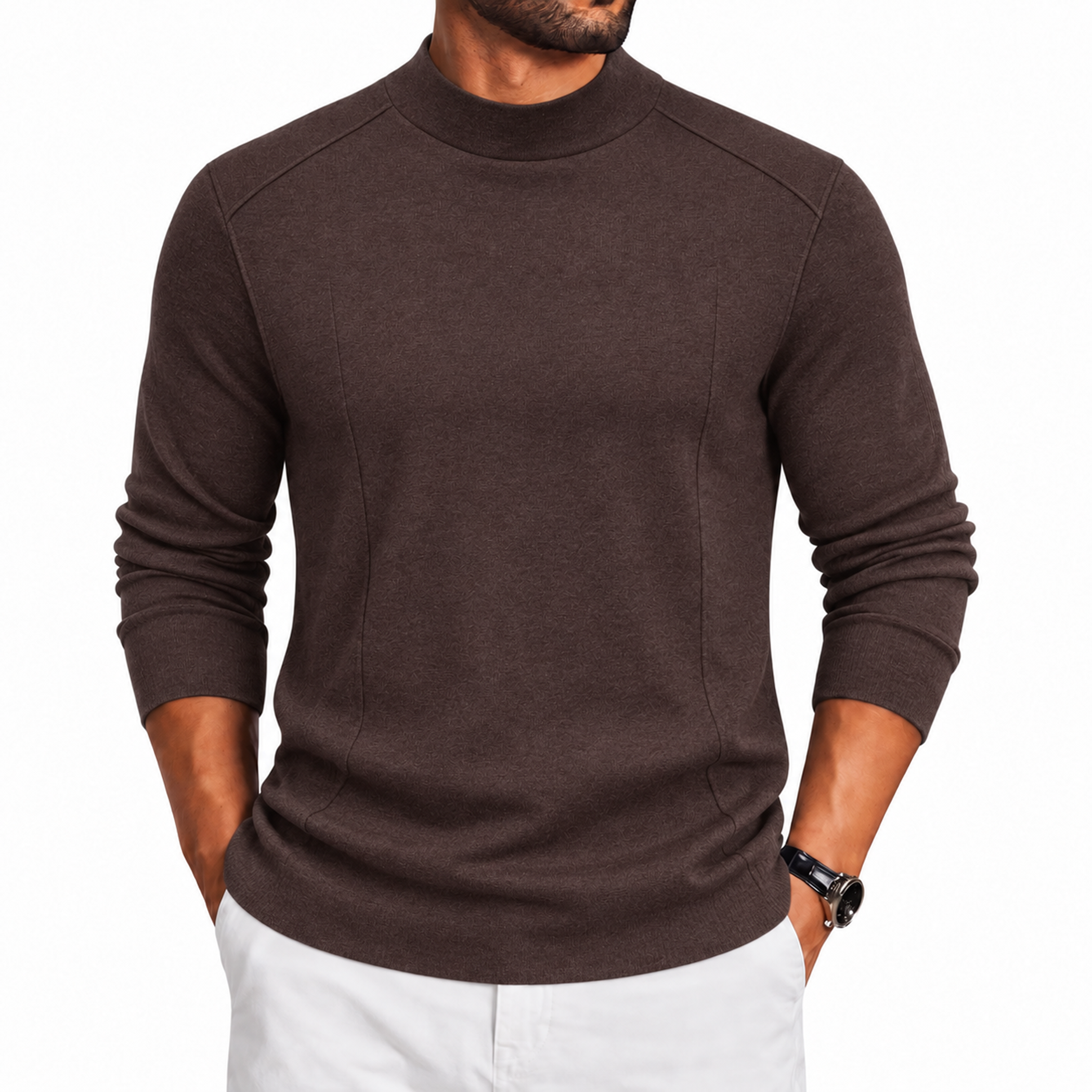 Men's Mock Neck Long Sleeve Shirt