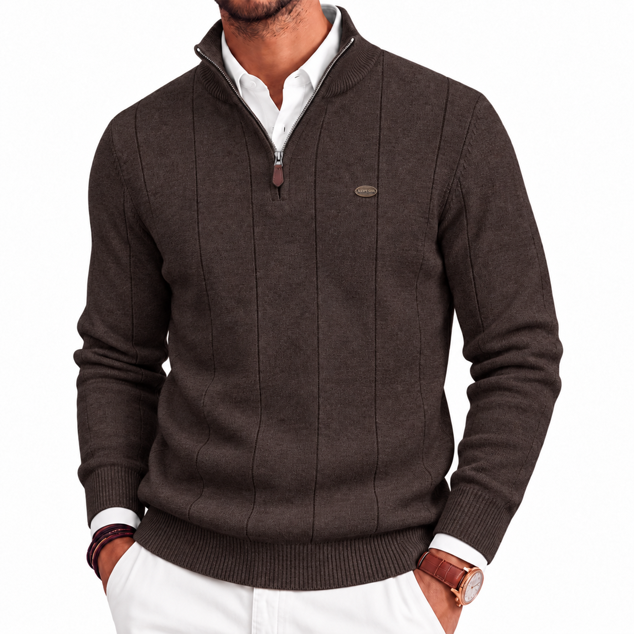 Men's Cotton Quarter-Zip Sweater