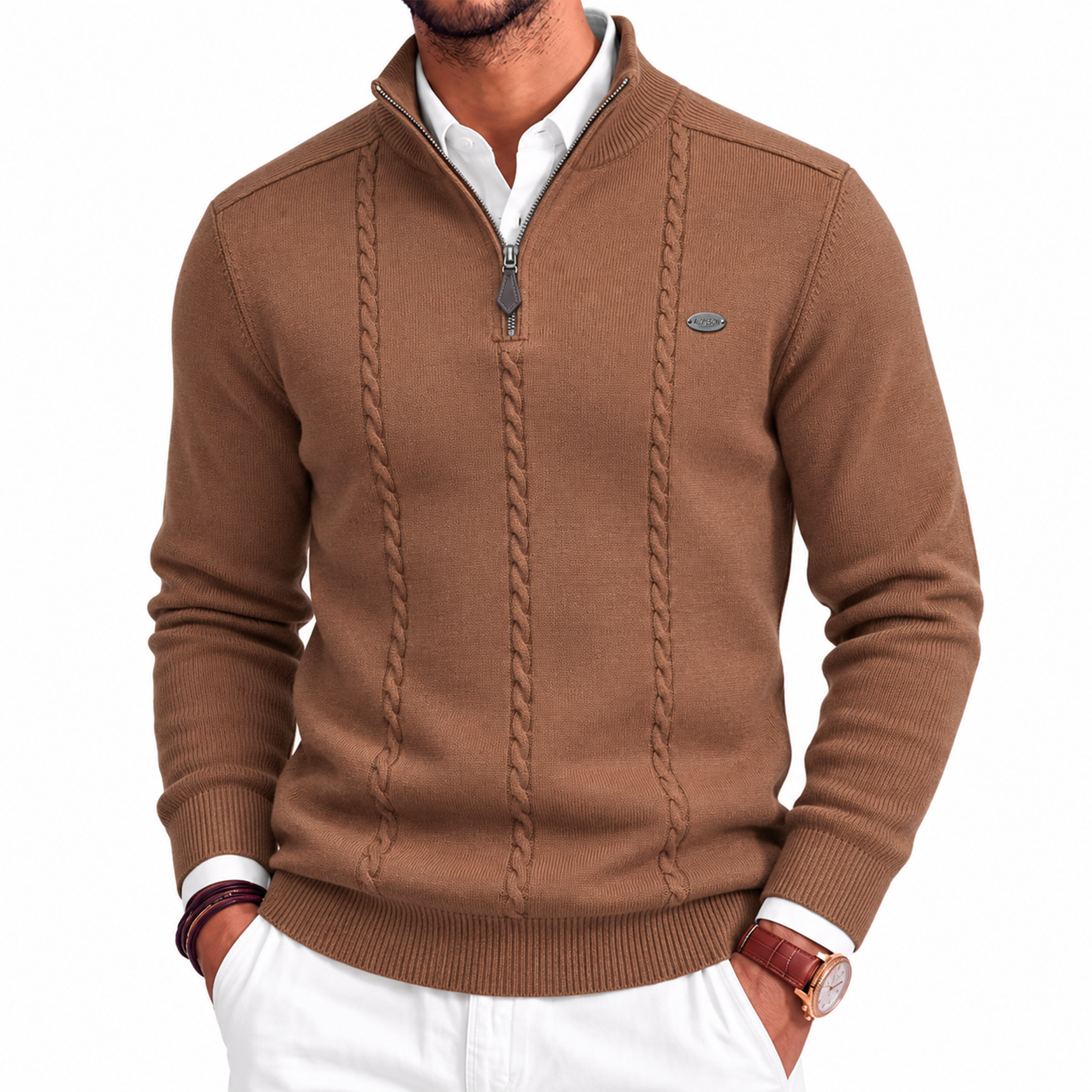 Men's Cotton Quarter-Zip Sweater
