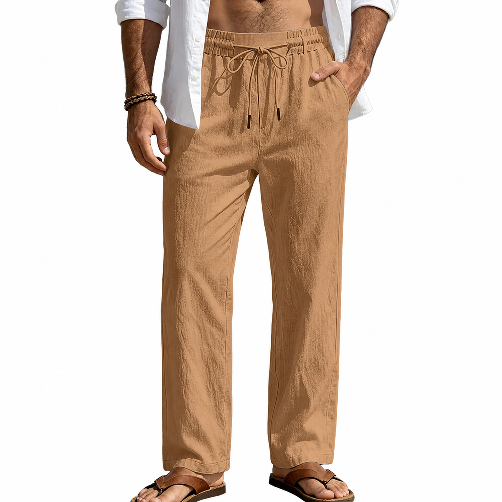 Men's Washed Linen Drawstring Pants