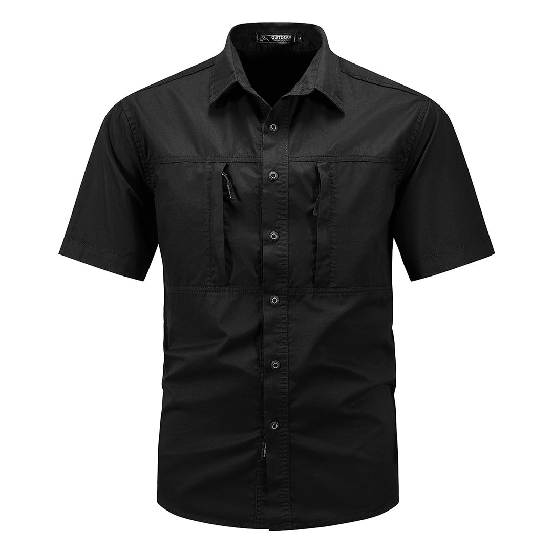 Men's Cargo Style Long Sleeve Lapel Shirt With Special Zipper Pocket