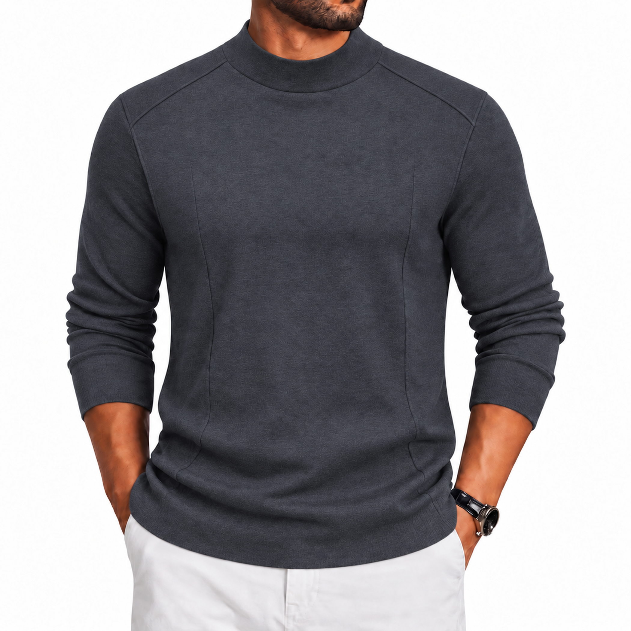 Men's Mock Neck Long Sleeve Shirt