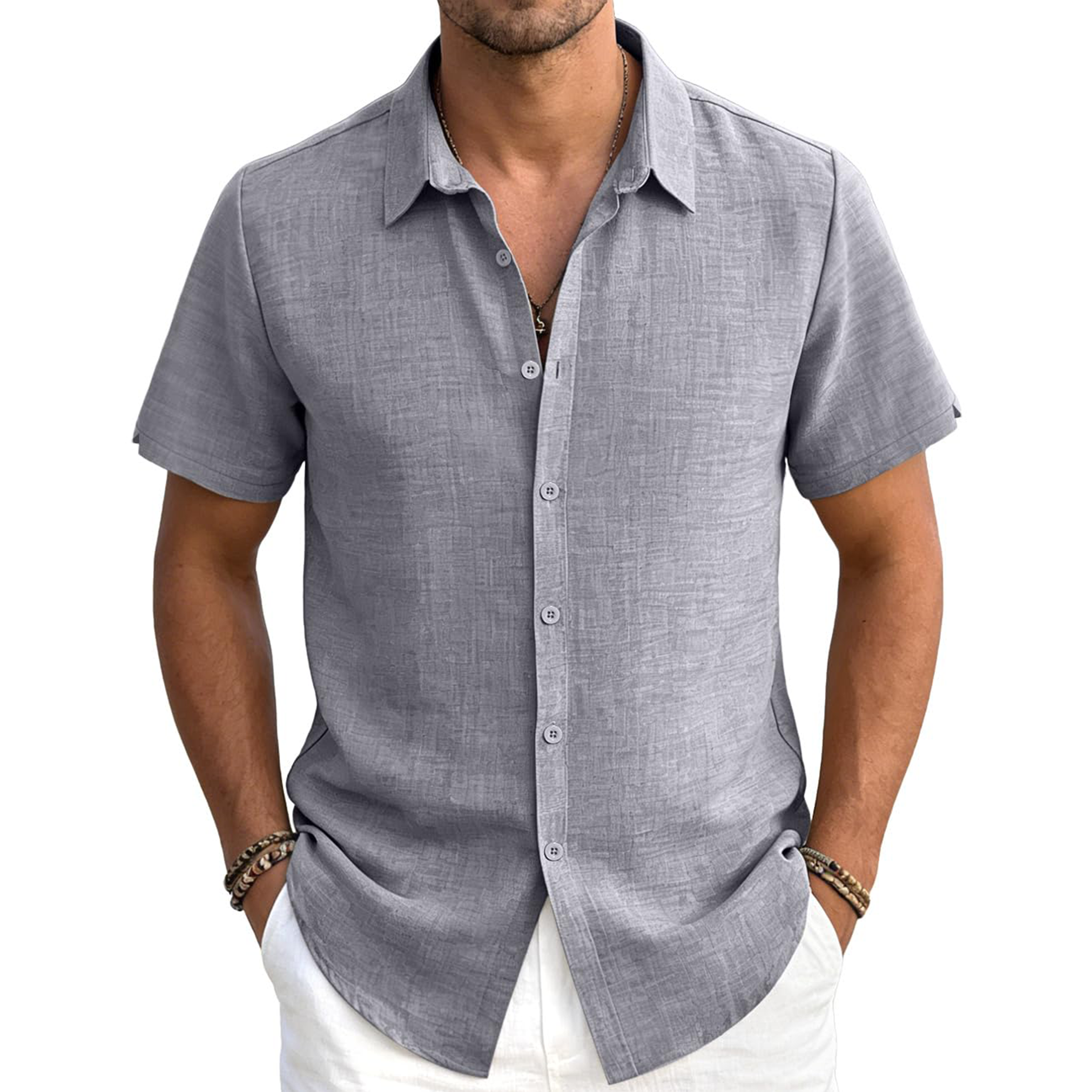 Men's Casual Linen Short Sleeve Shirt
