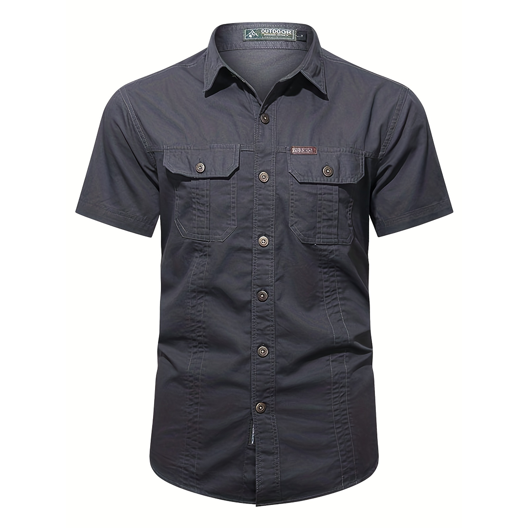 Men's Casual Short Sleeve Multi-pocket Cotton Cargo Shirt