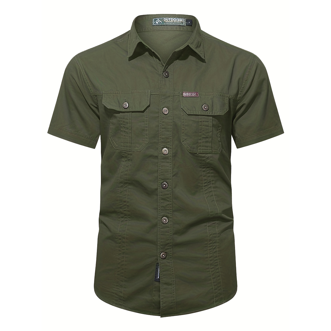 Men's Casual Short Sleeve Multi-pocket Cotton Cargo Shirt