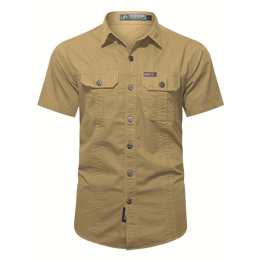Men's Casual Short Sleeve Multi-pocket Cotton Cargo Shirt