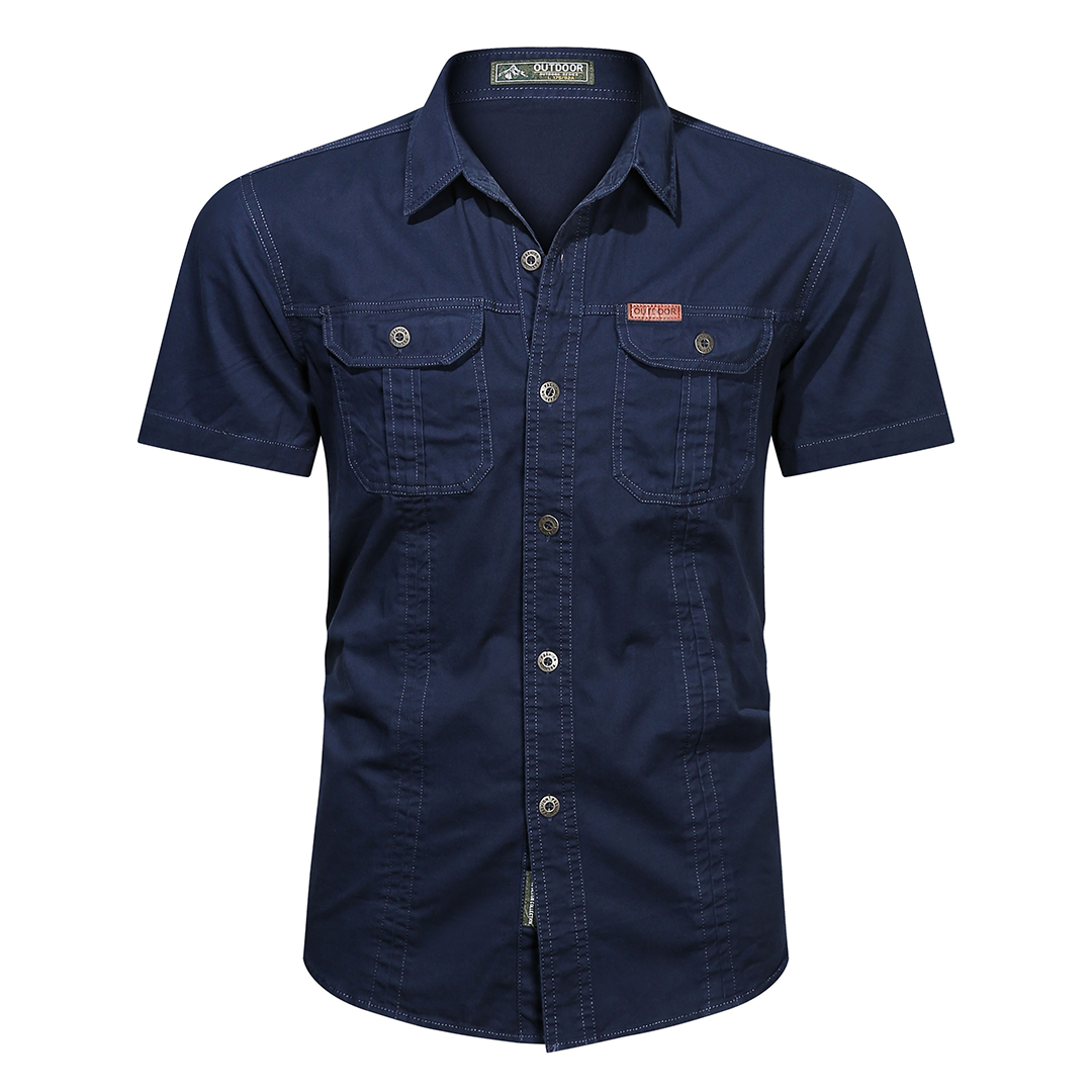 Men's Casual Short Sleeve Multi-pocket Cotton Cargo Shirt