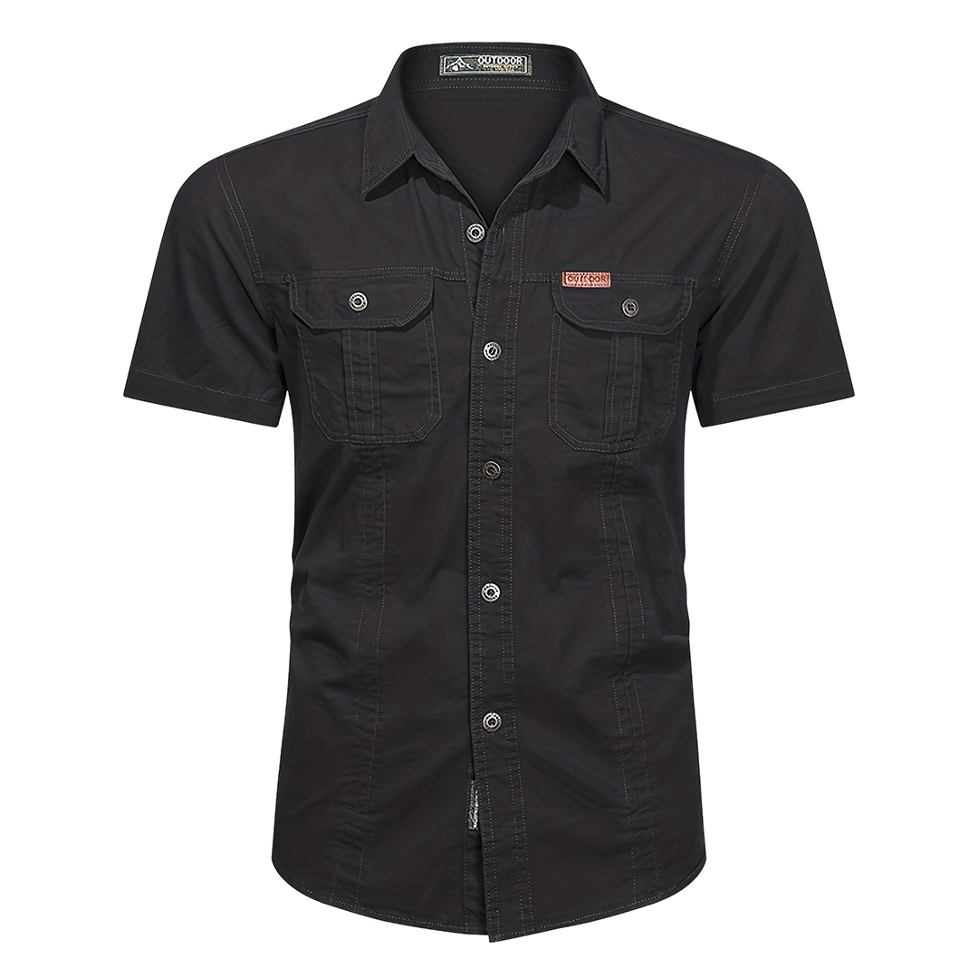 Men's Casual Short Sleeve Multi-pocket Cotton Cargo Shirt