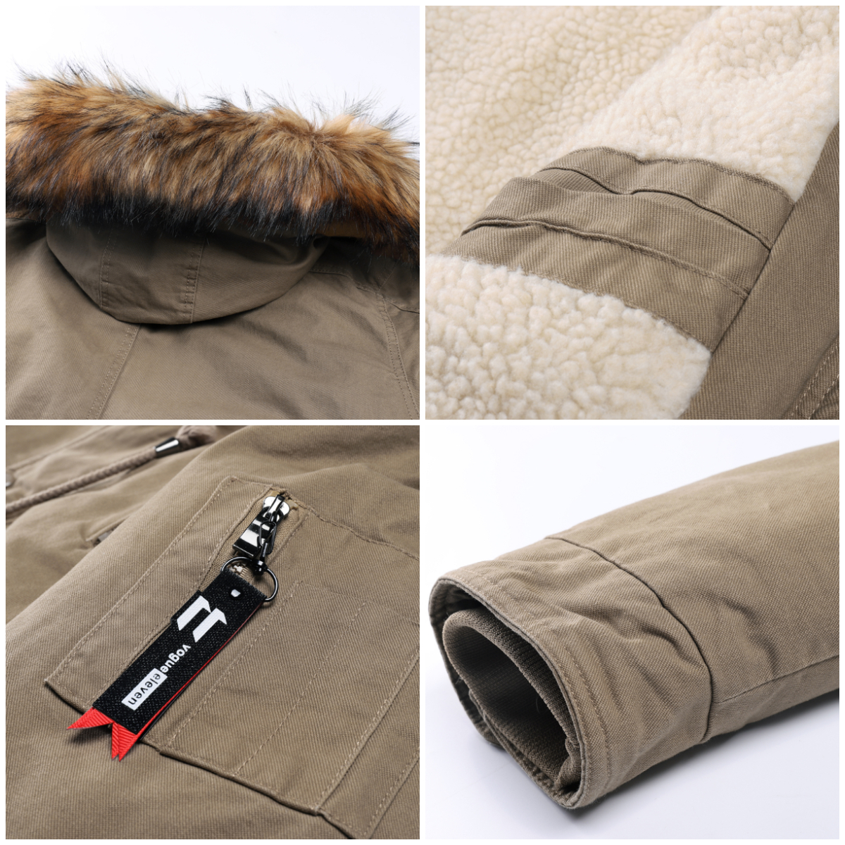 Men's Winter Outdoor Sherpa Lined Hooded Fishtail Parka Coat