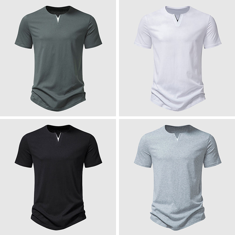 Men's Plain V Neck Short Sleeves T shirt