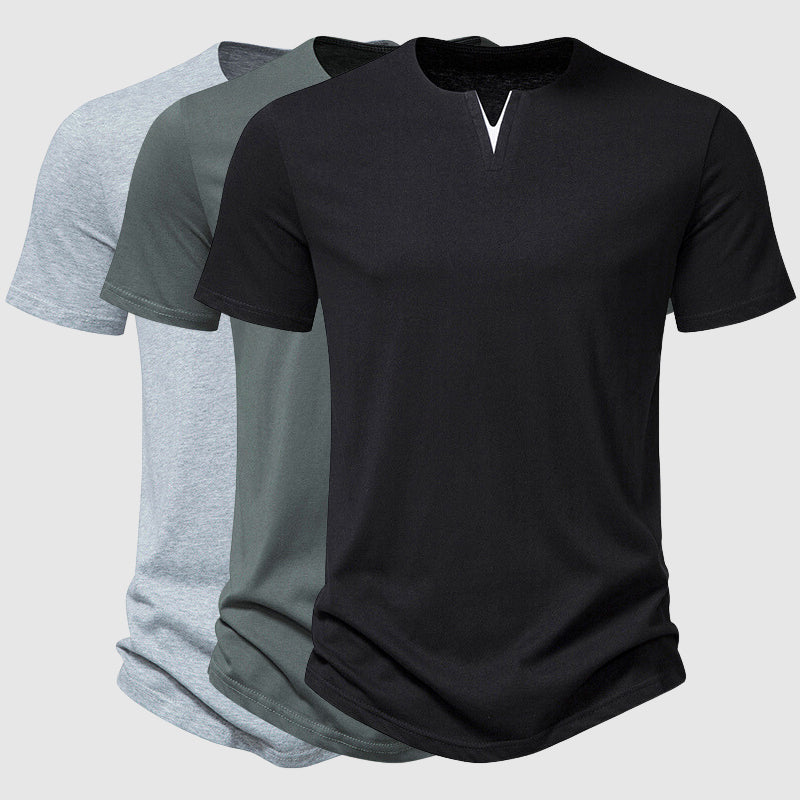 Men's Plain V Neck Short Sleeves T shirt
