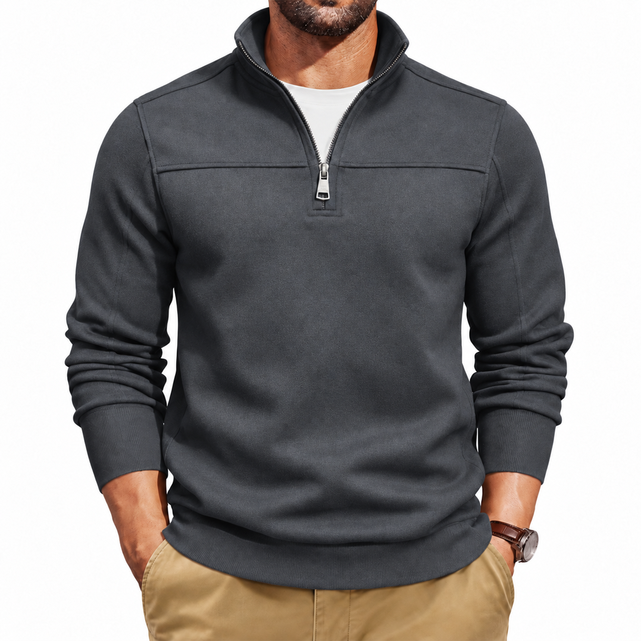 Men's Cotton Quarter-Zip Pullover