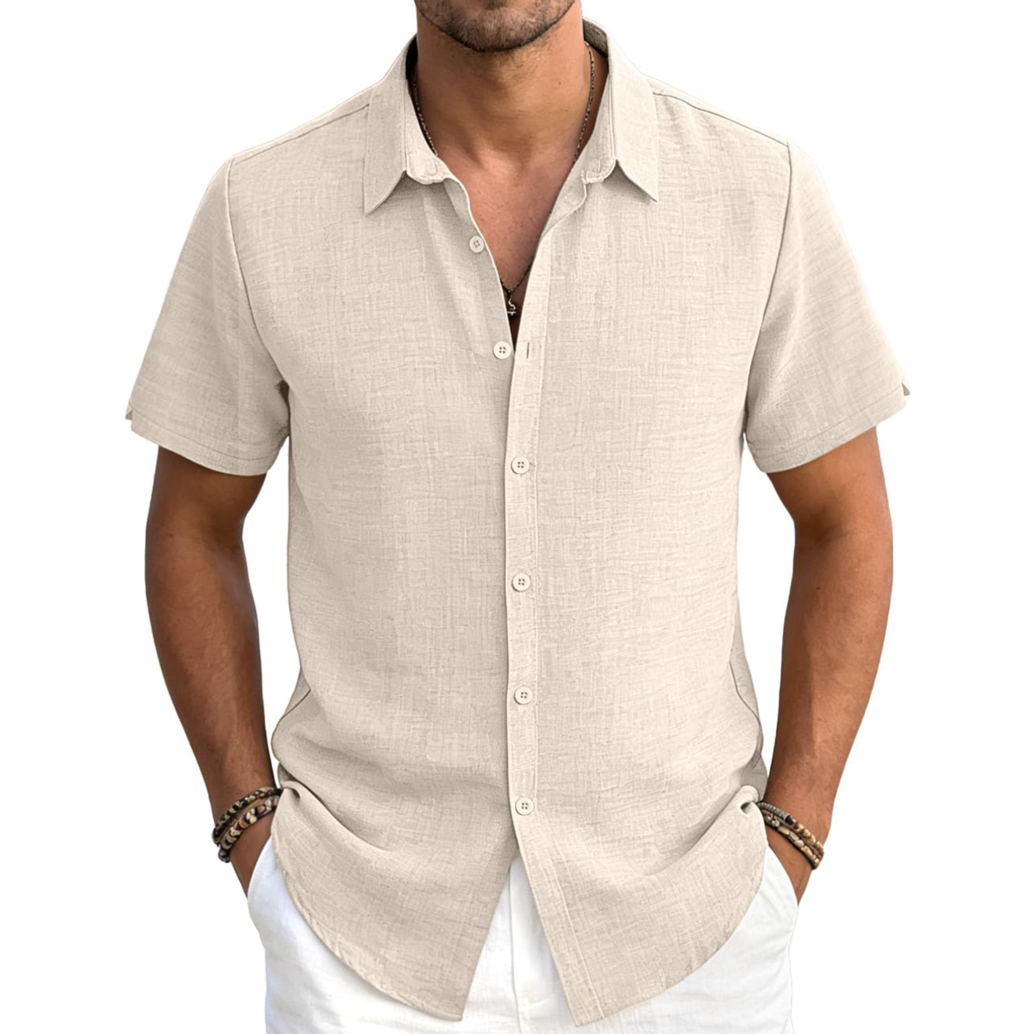 Men's Casual Linen Short Sleeve Shirt