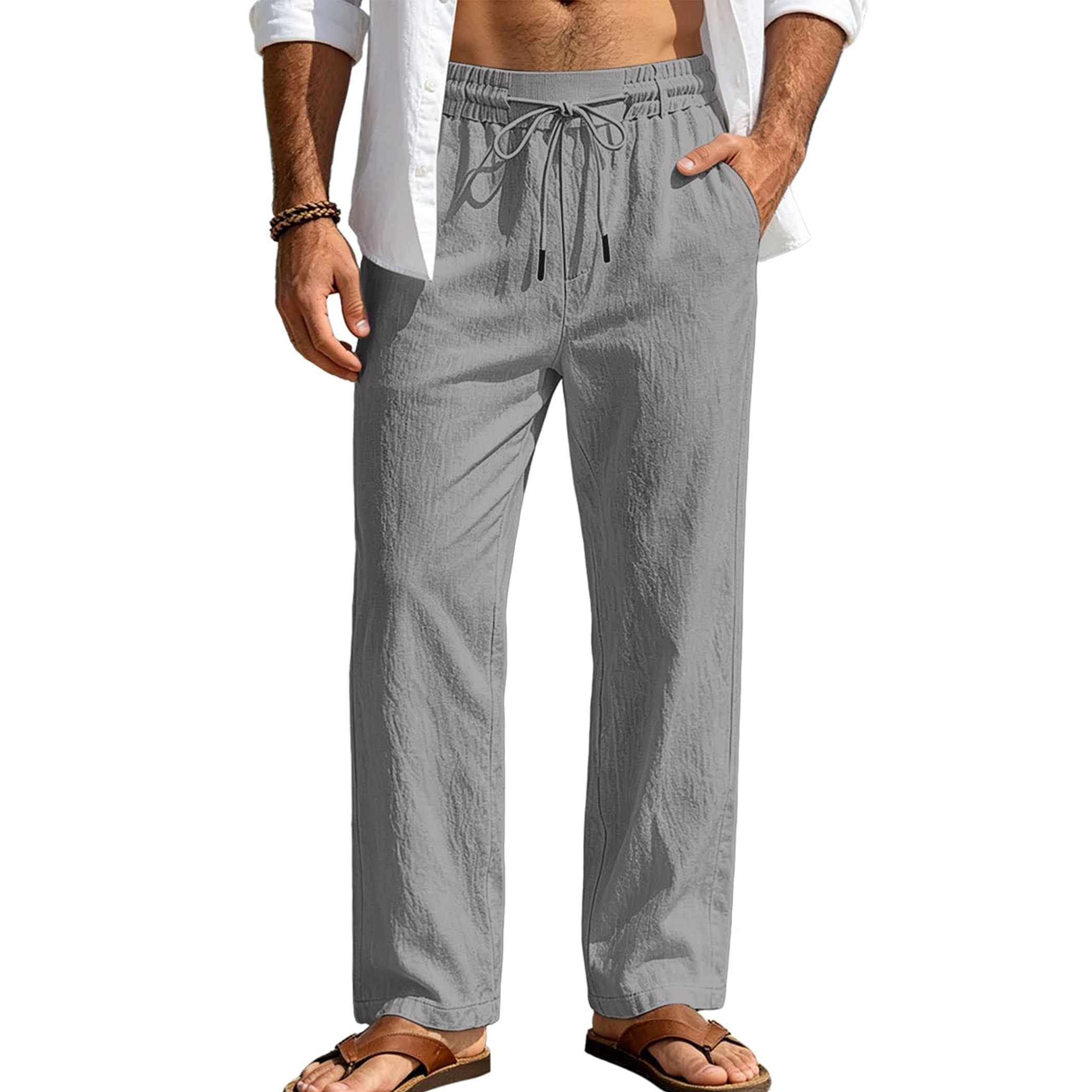 Men's Washed Linen Drawstring Pants