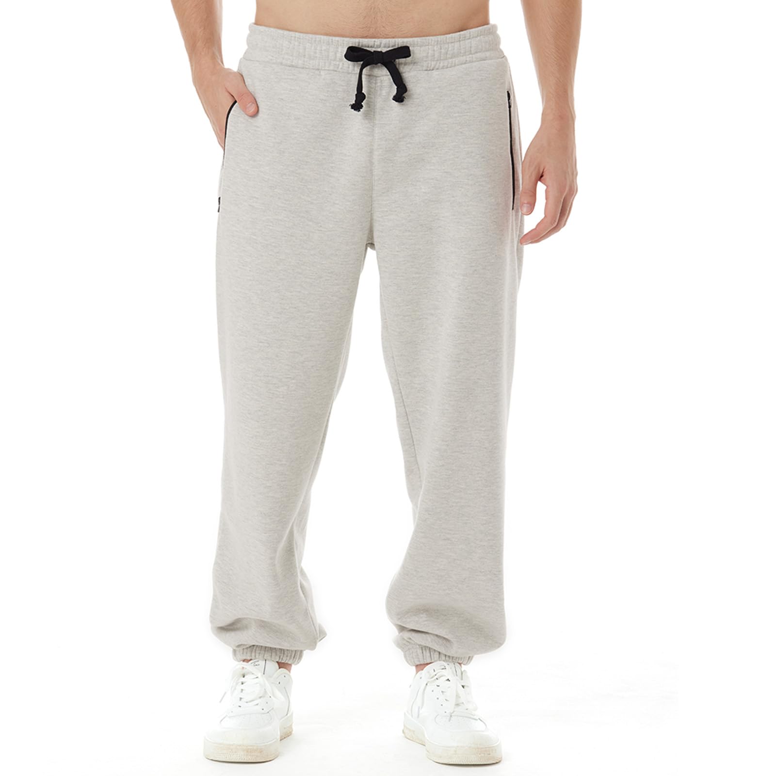 Men's Fleece Lined sweatpants with Zipper Pockets
