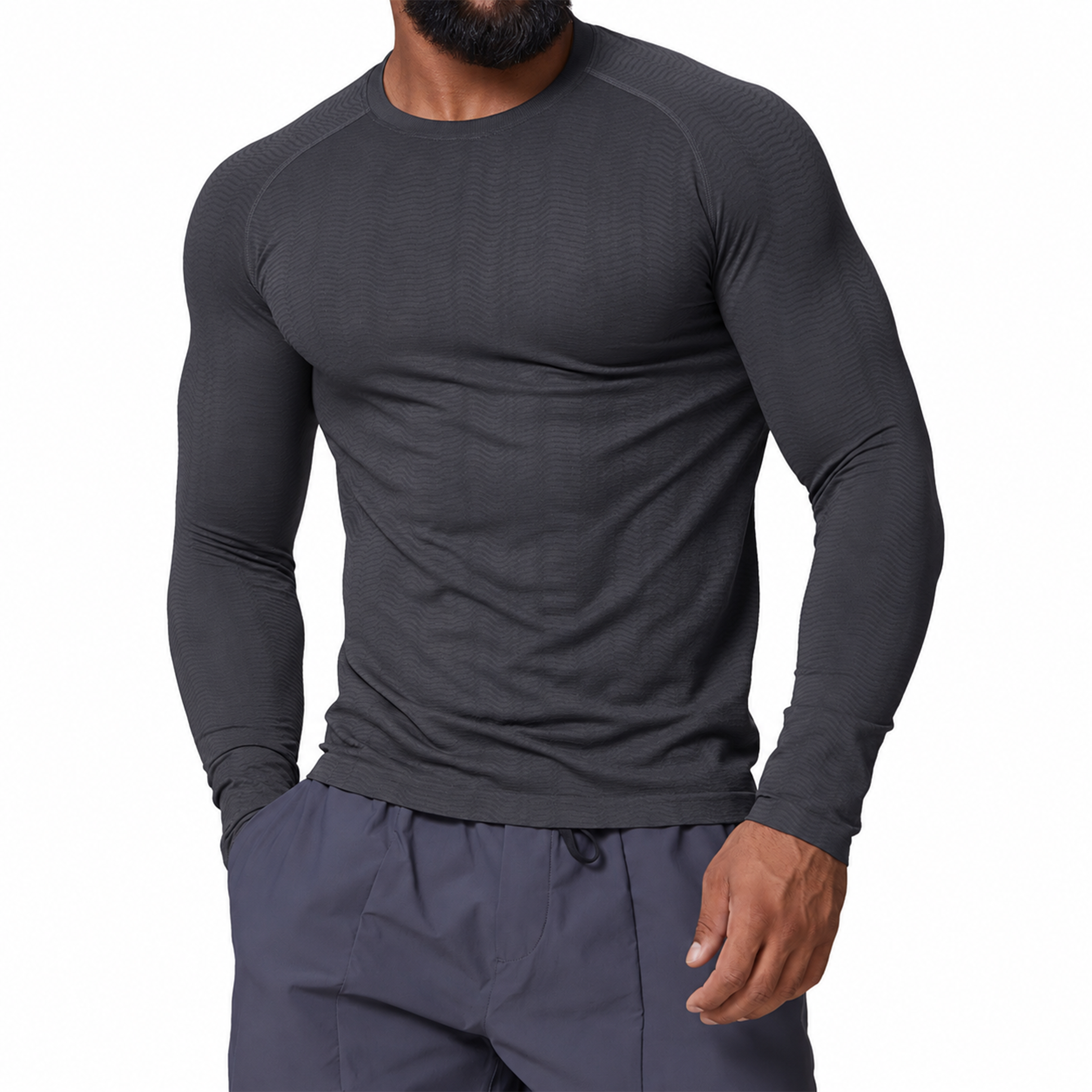 Men's Seamless Jacquard Long Sleeve Performance Shirt