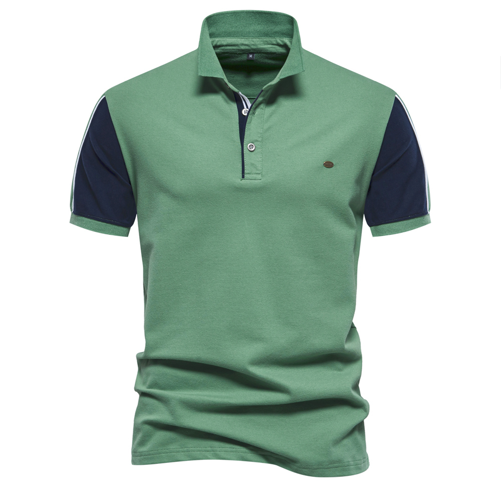 Men's Casual Color Block Short Sleeve Golf Shirt