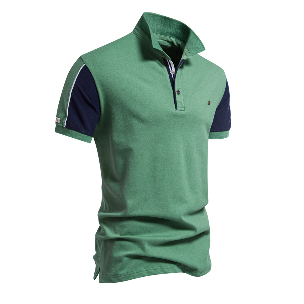 Men's Casual Color Block Short Sleeve Golf Shirt
