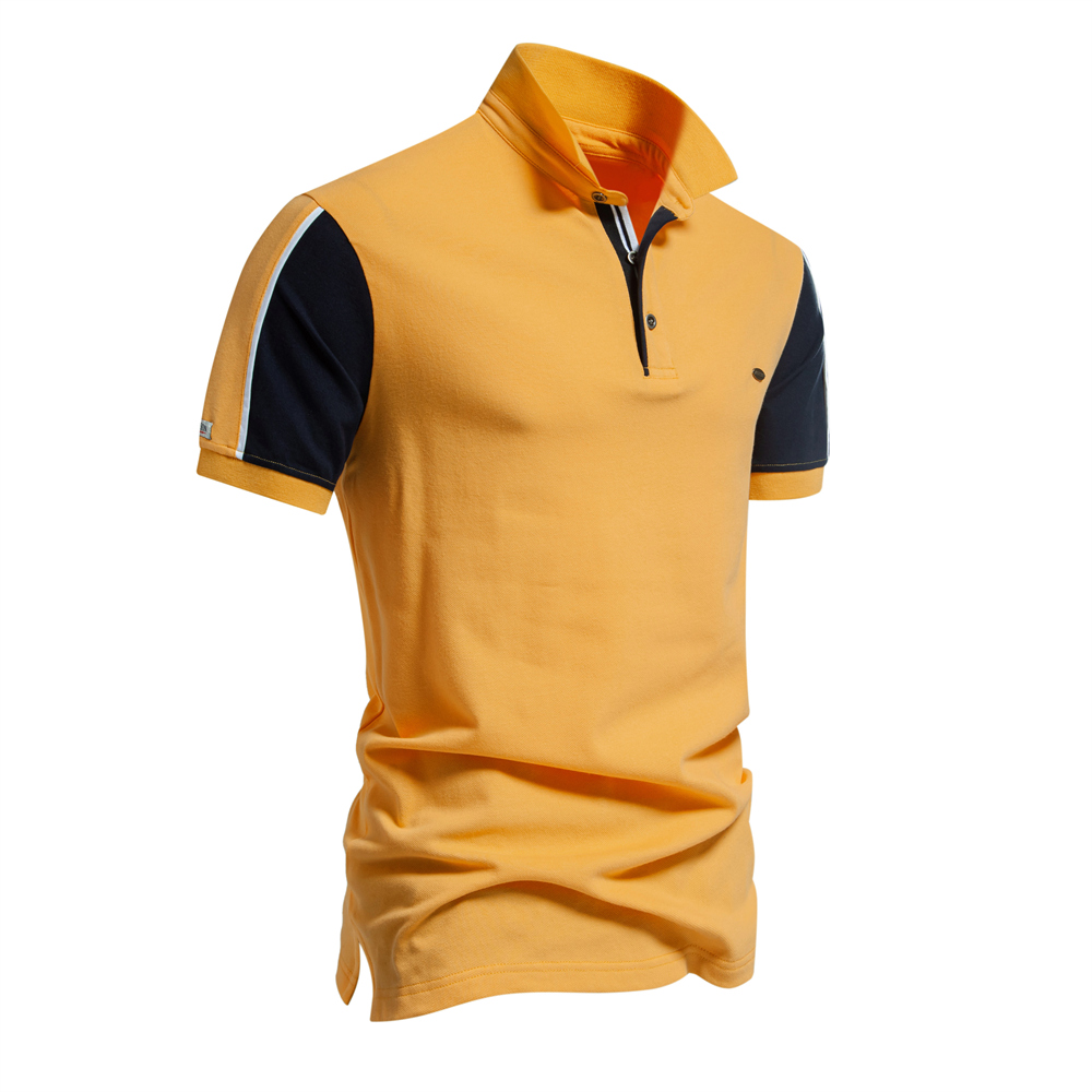 Men's Casual Color Block Short Sleeve Golf Shirt