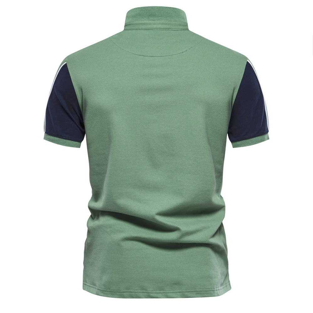 Men's Casual Color Block Short Sleeve Golf Shirt