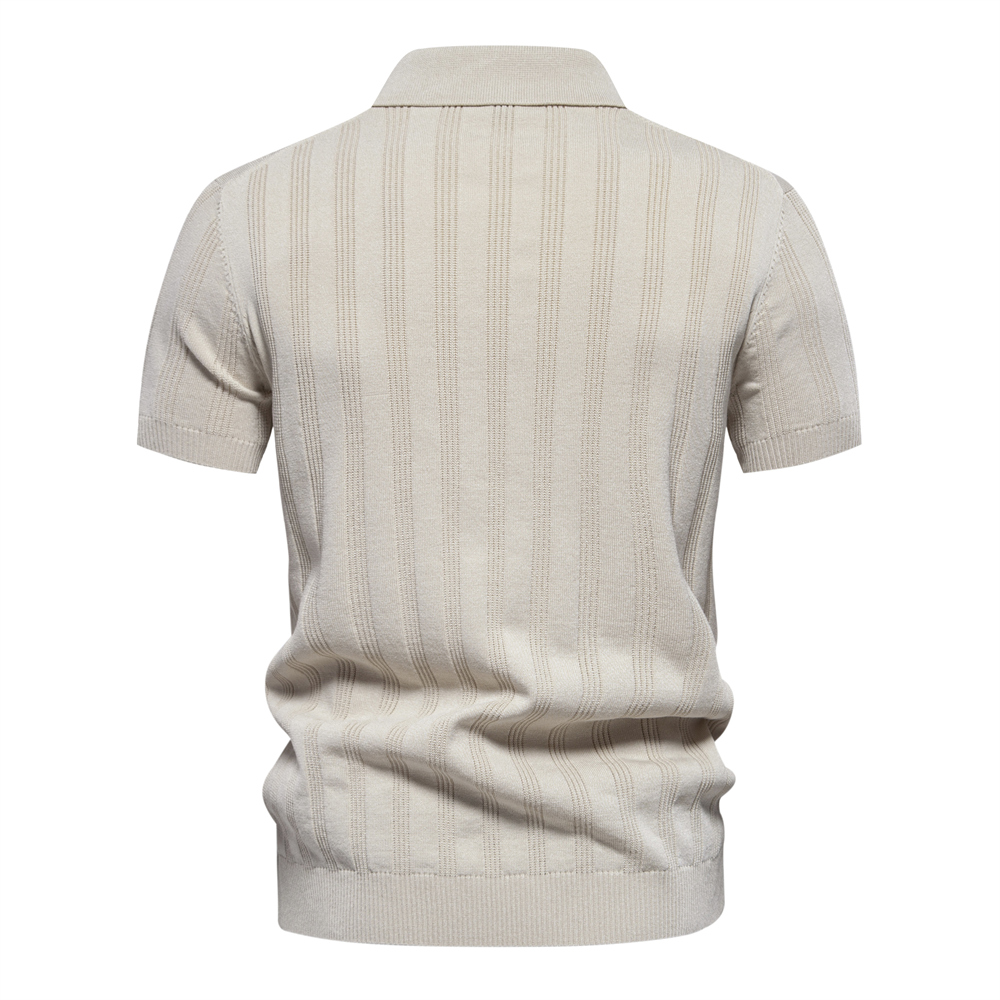 Men's Casual Knitted Lapel Short Sleeve Sweater