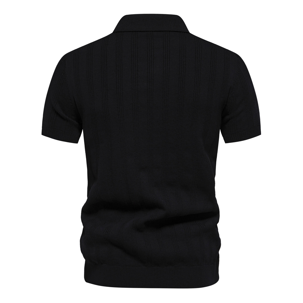 Men's Casual Knitted Lapel Short Sleeve Sweater