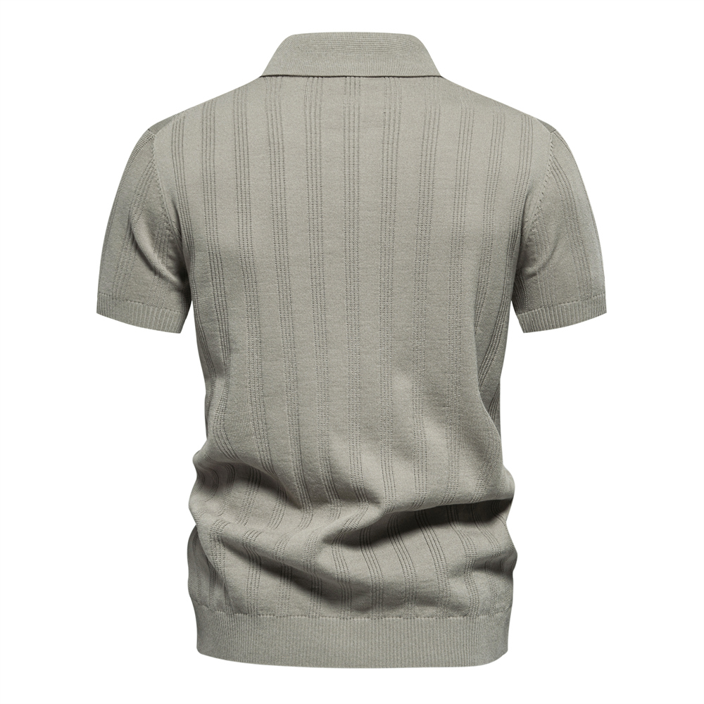 Men's Casual Knitted Lapel Short Sleeve Sweater