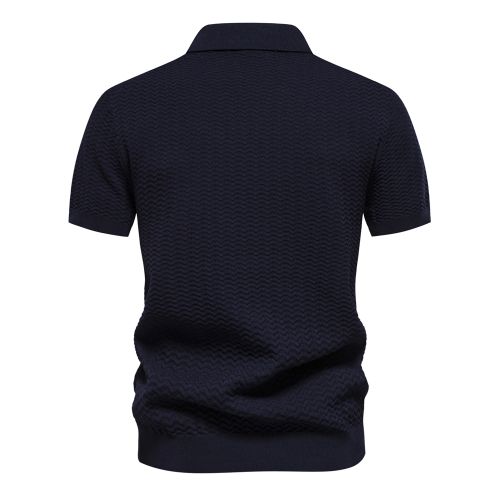 Men's Casual Striped Lapel Short Sleeve Golf Shirt