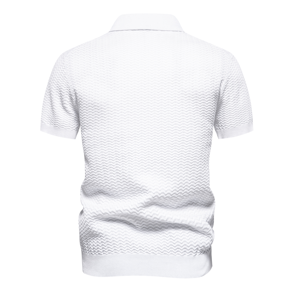 Men's Casual Striped Lapel Short Sleeve Golf Shirt