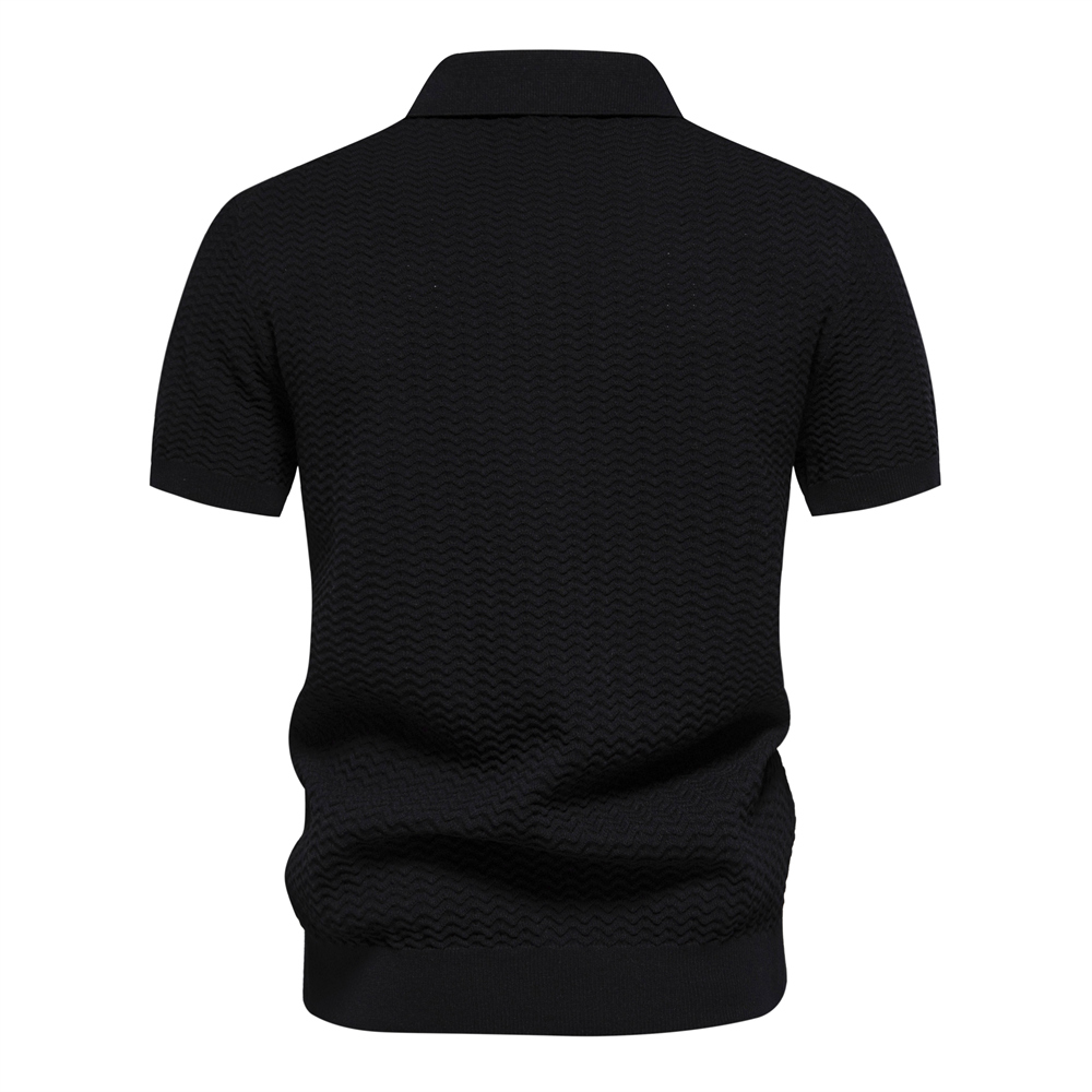 Men's Casual Striped Lapel Short Sleeve Golf Shirt