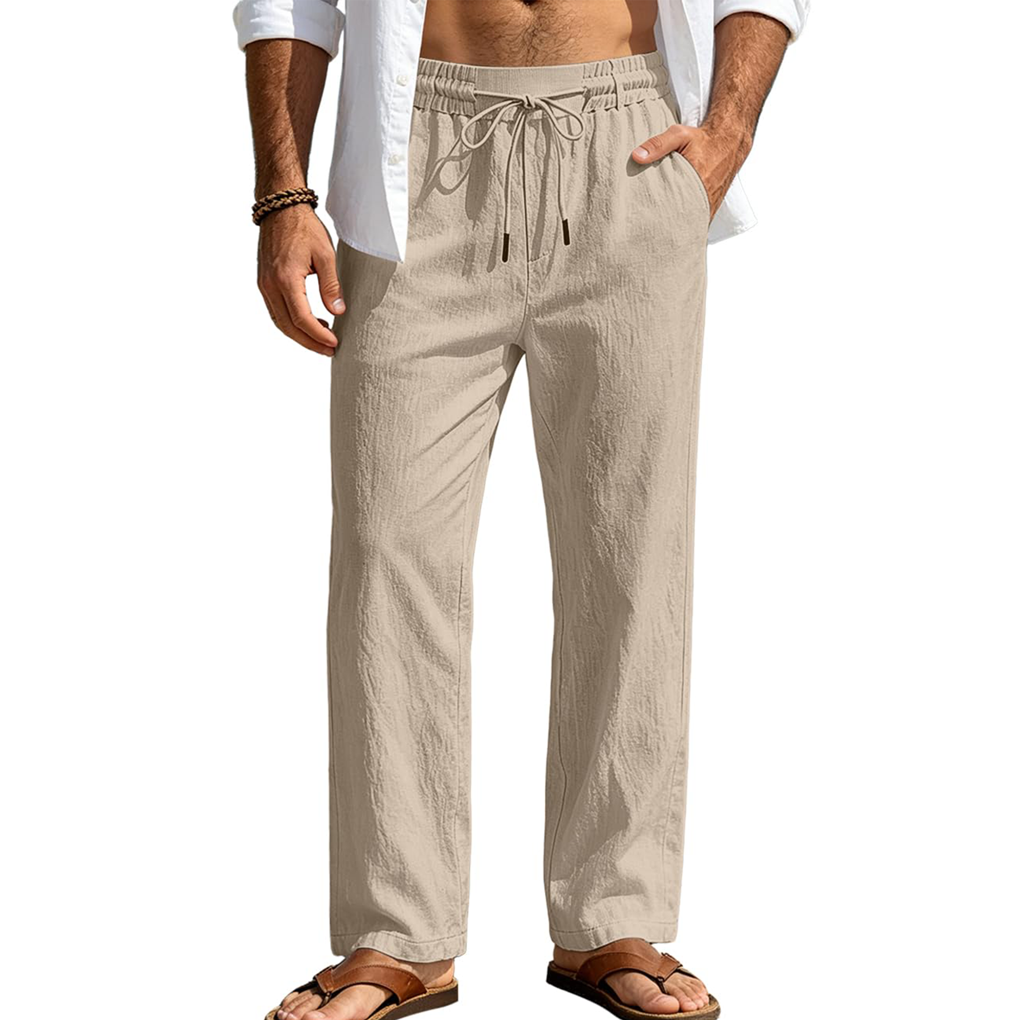 Men's Washed Linen Drawstring Pants