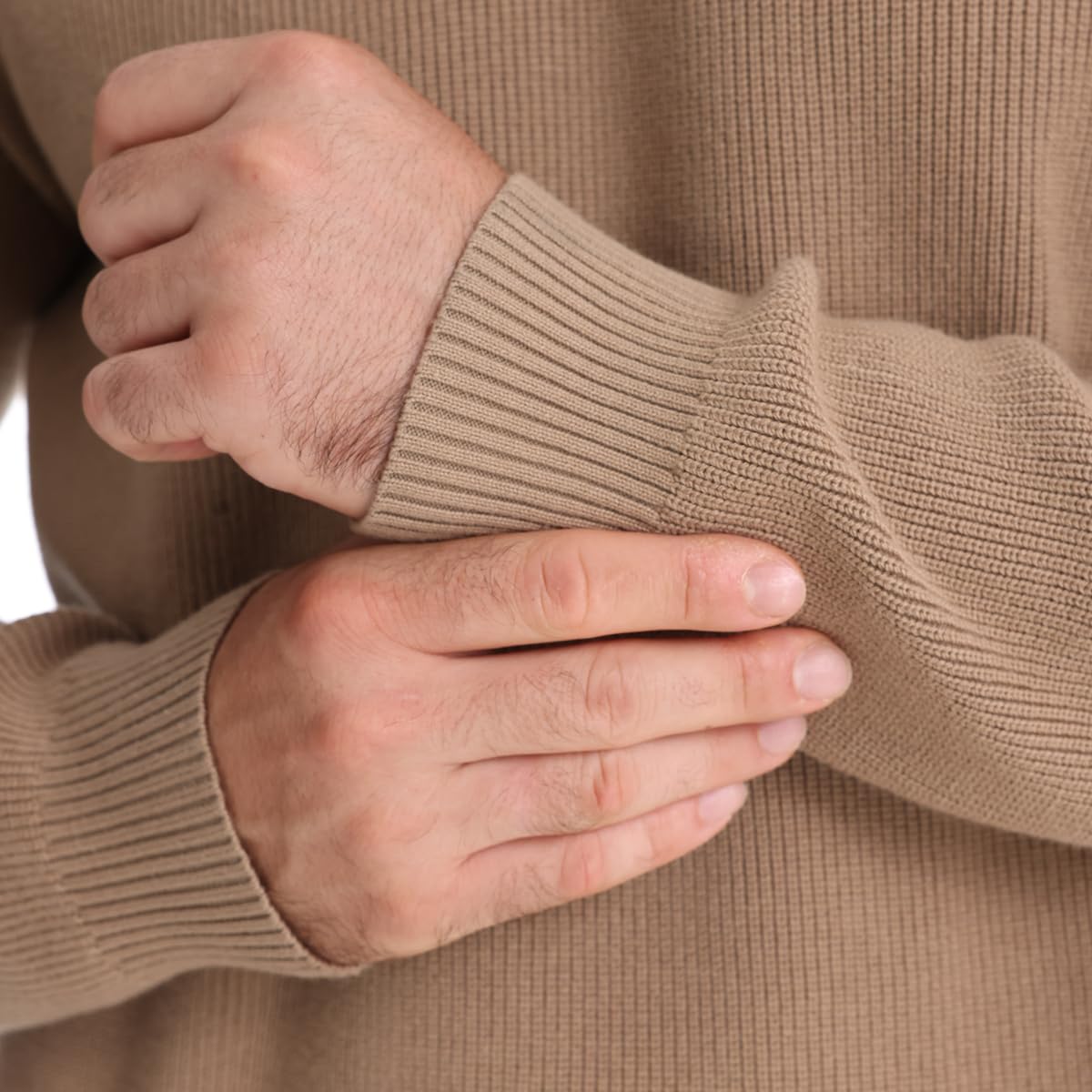 Men's Mock Neck Button-Up Cotton Pullover Sweater