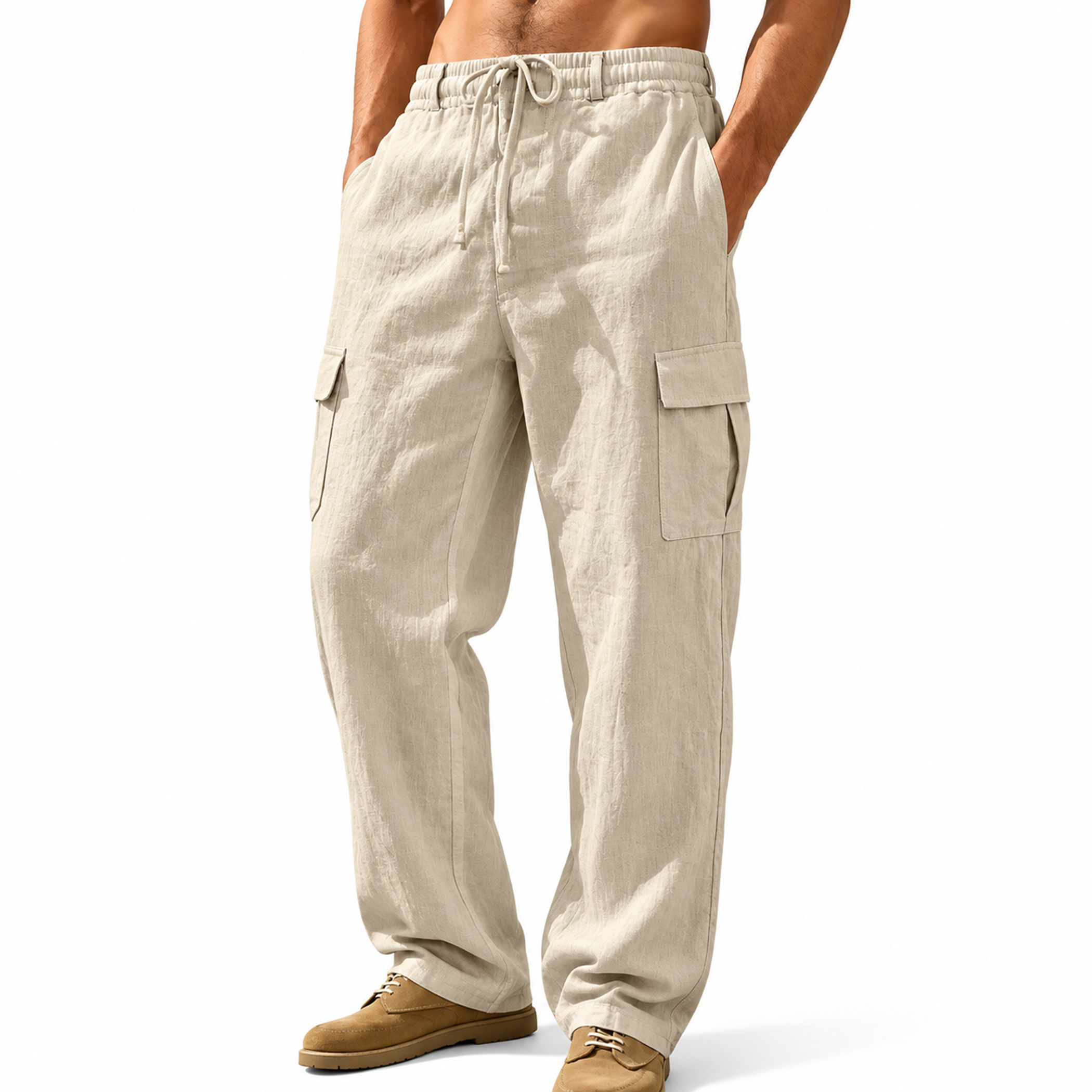 Men's Casual Linen Utility Pants
