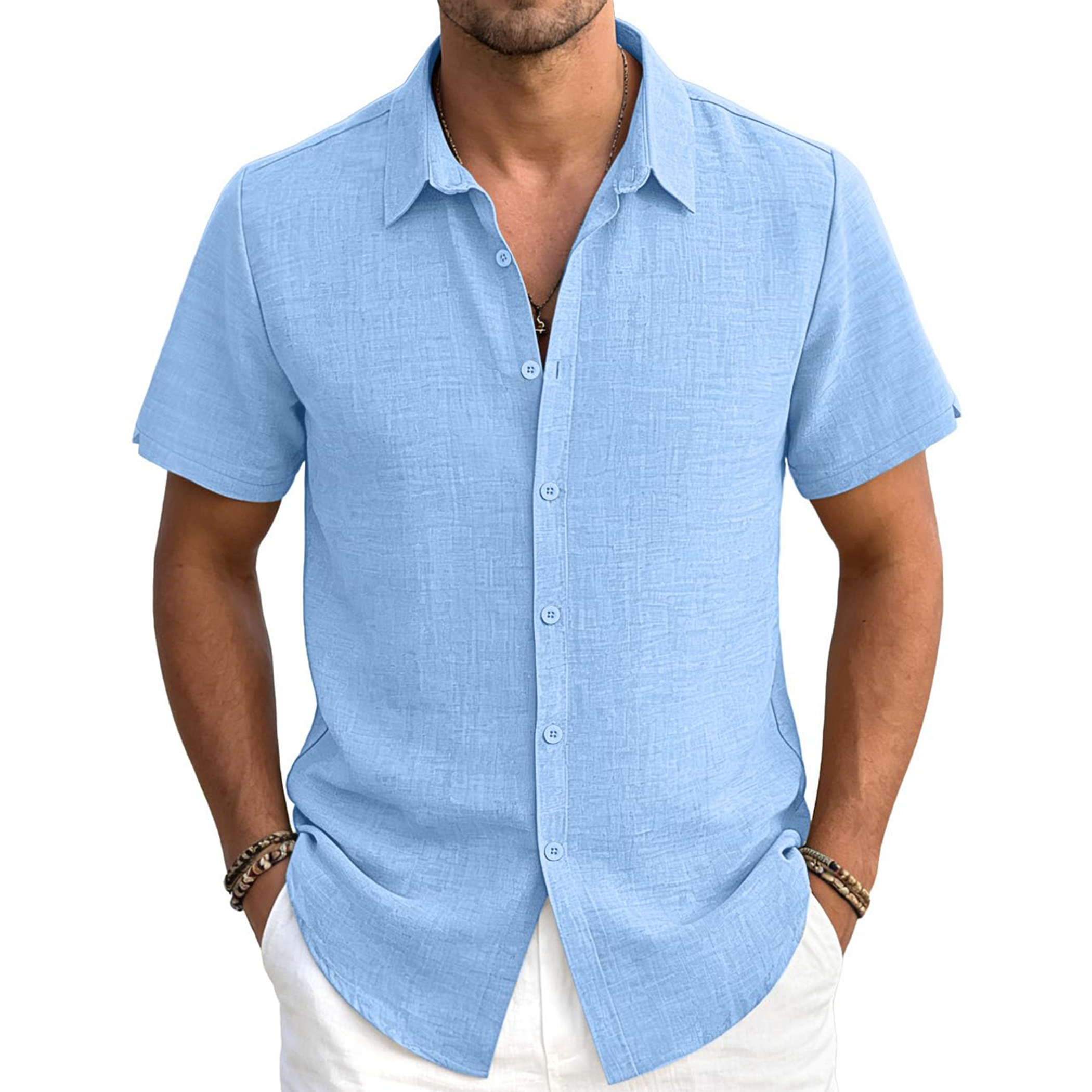 Men's Casual Linen Short Sleeve Shirt