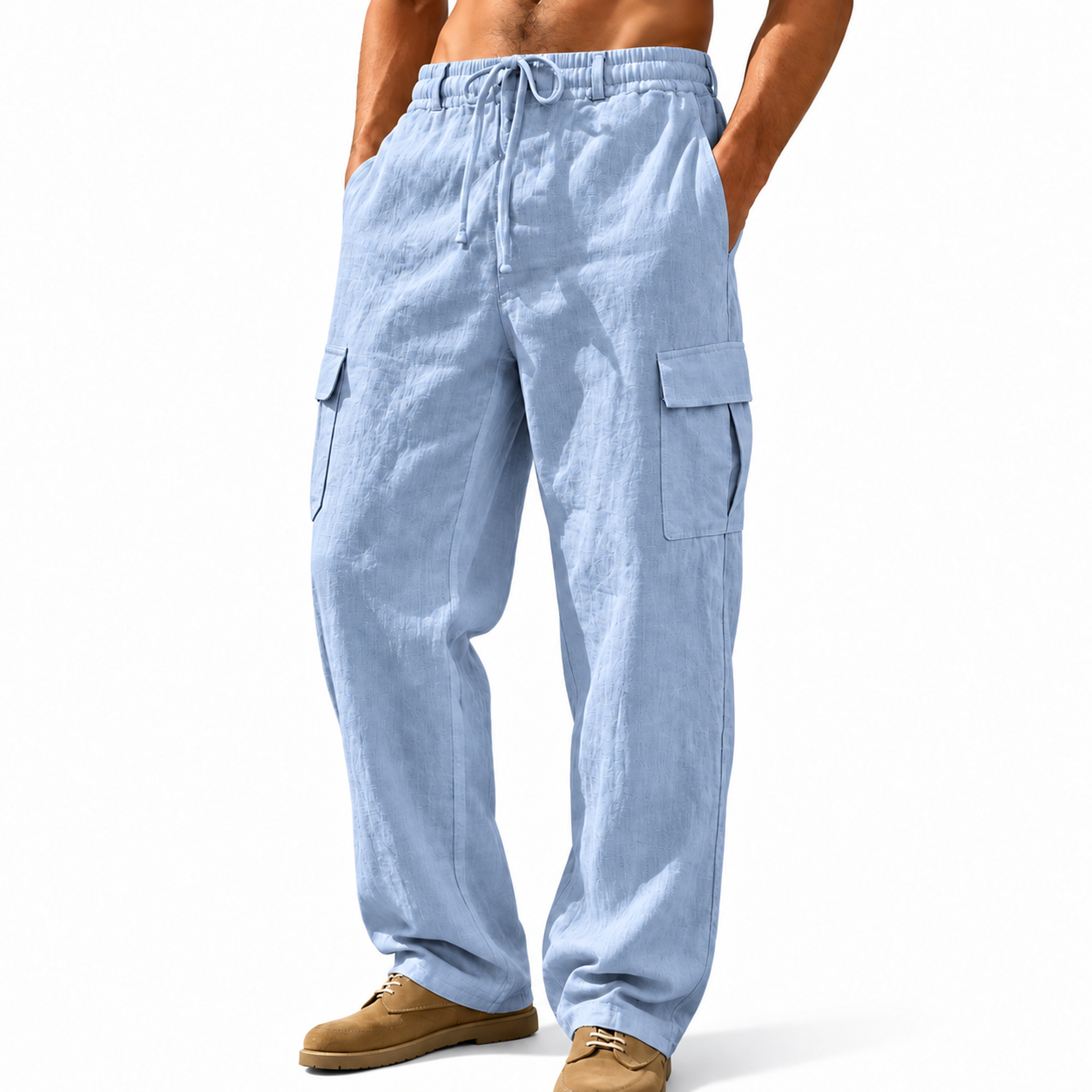 Men's Casual Linen Utility Pants