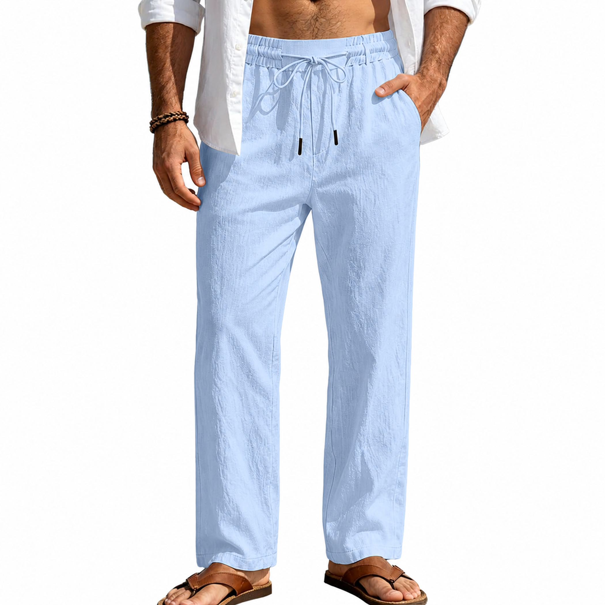 Men's Washed Linen Drawstring Pants
