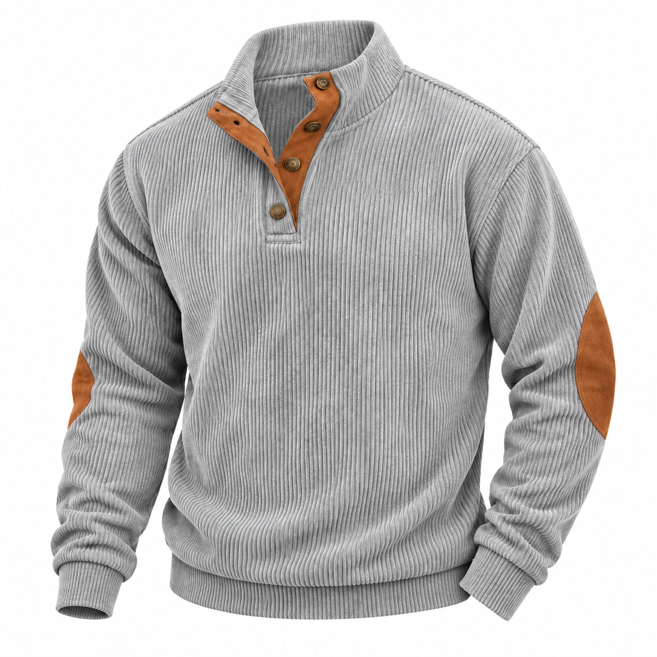 Men's Corduroy Snap-Neck Pullover with Elbow Patches