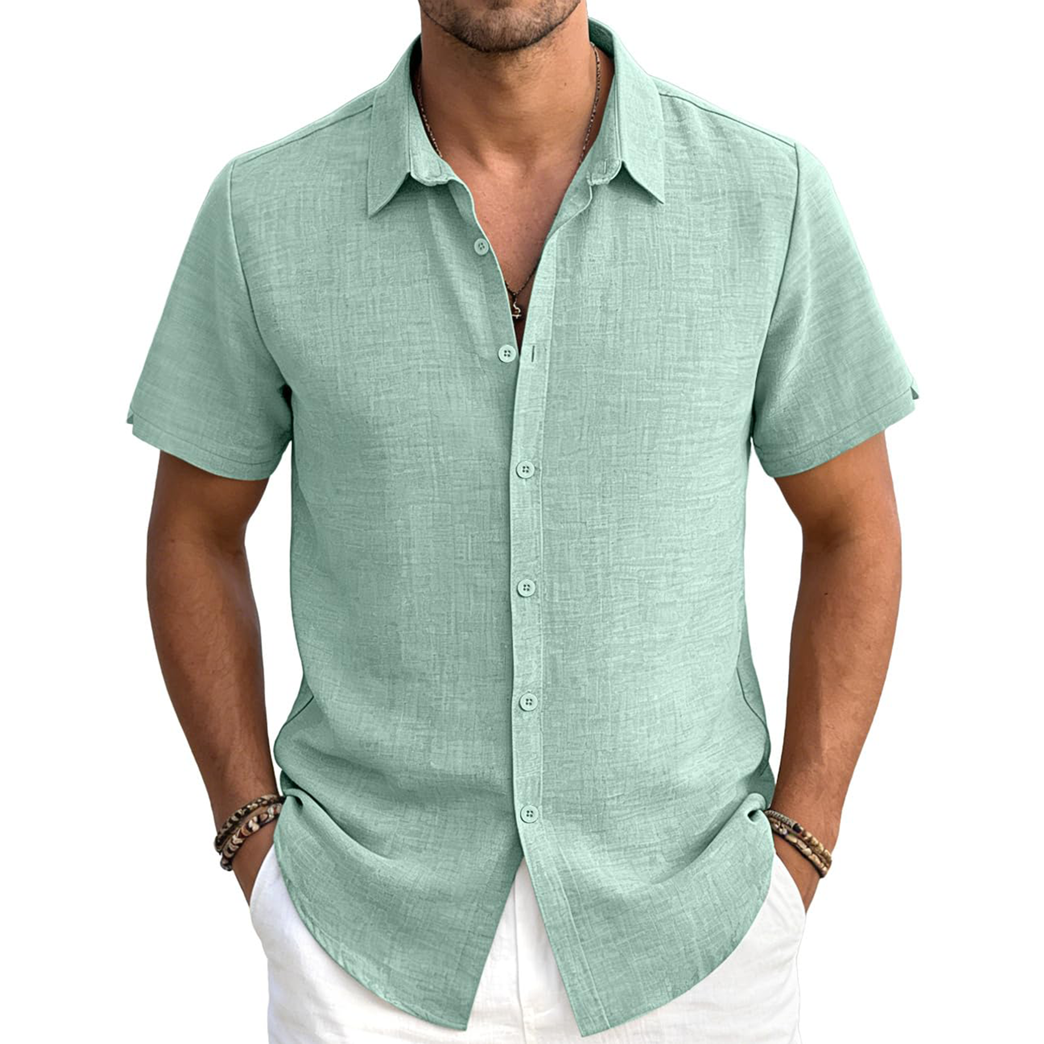 Men's Casual Linen Short Sleeve Shirt
