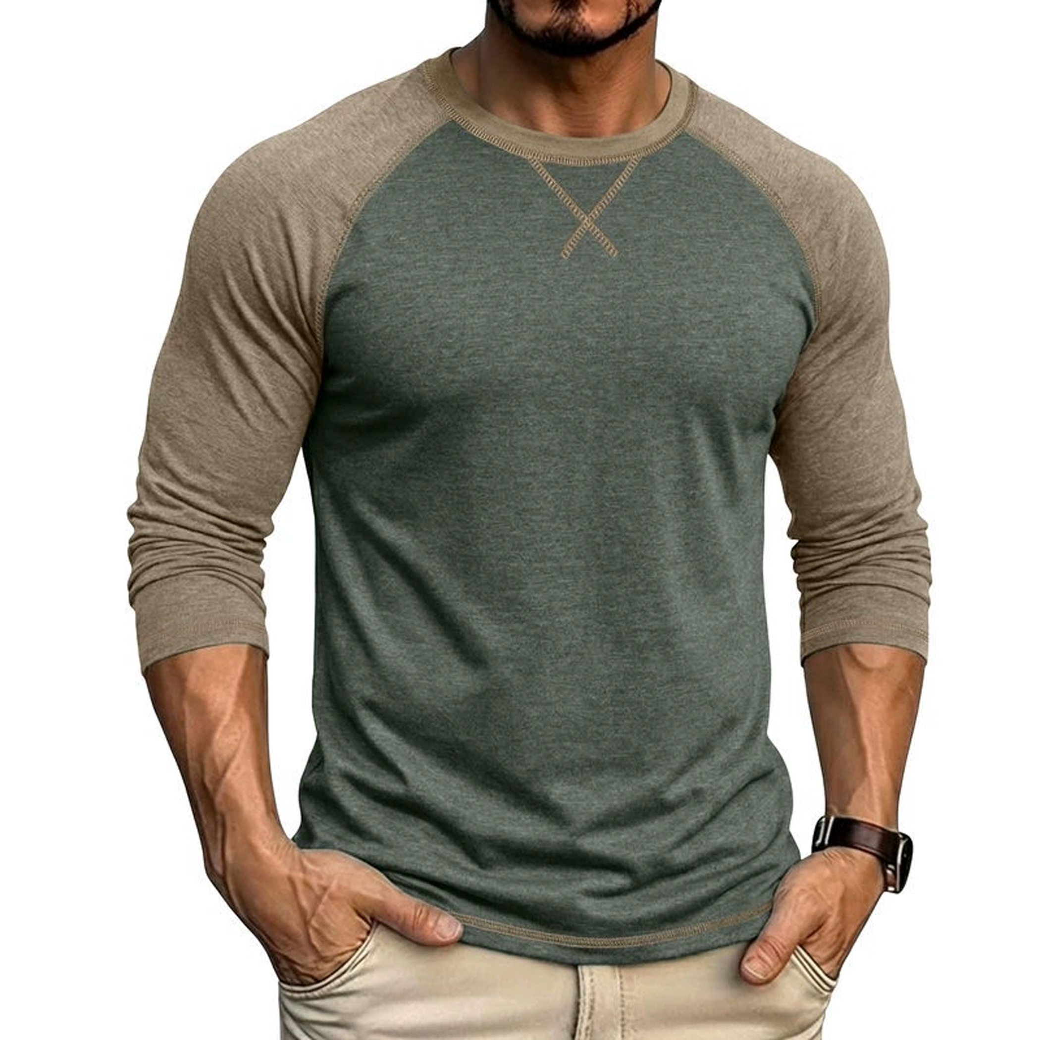 Men's Contrast Raglan Long Sleeve T-Shirt