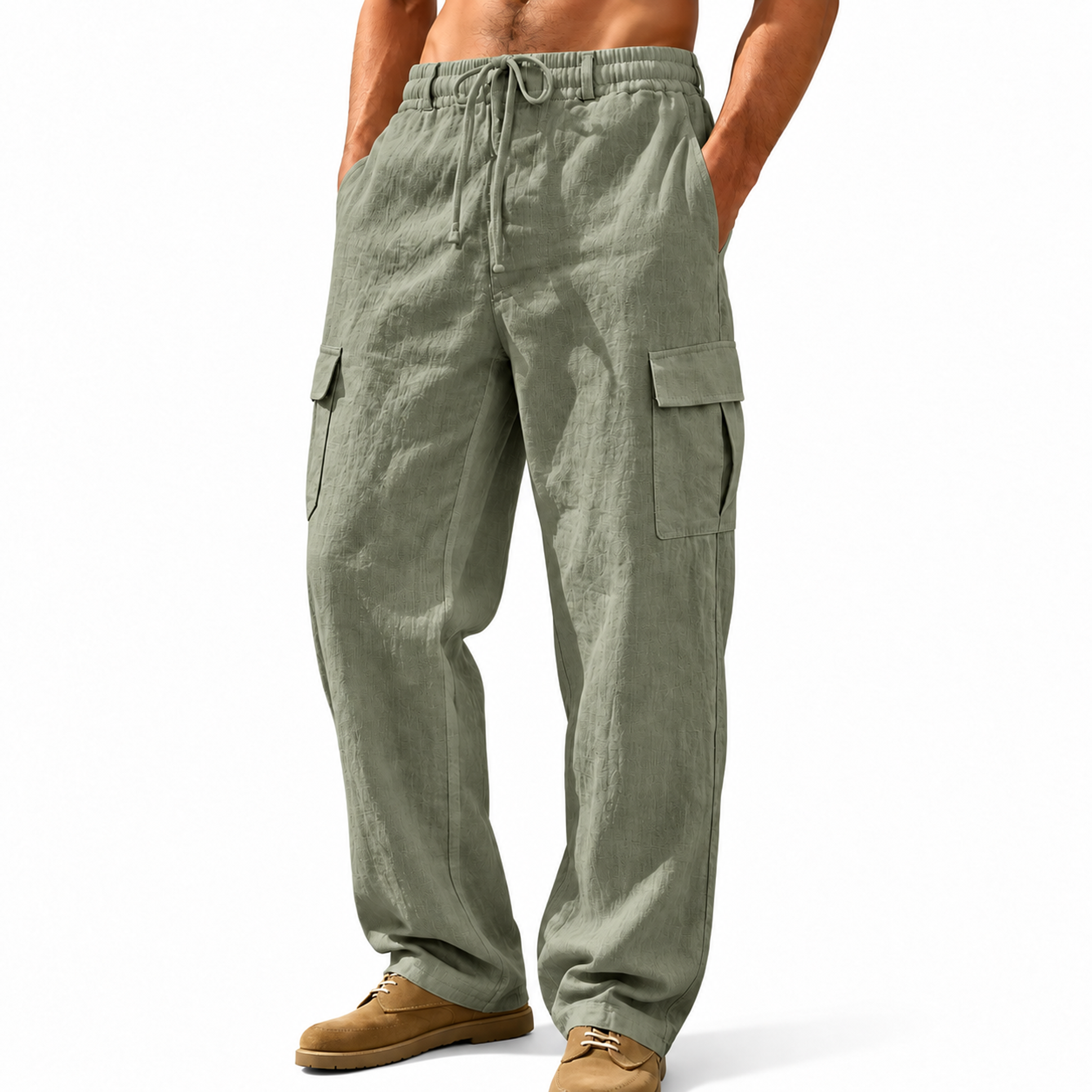 Men's Casual Linen Utility Pants