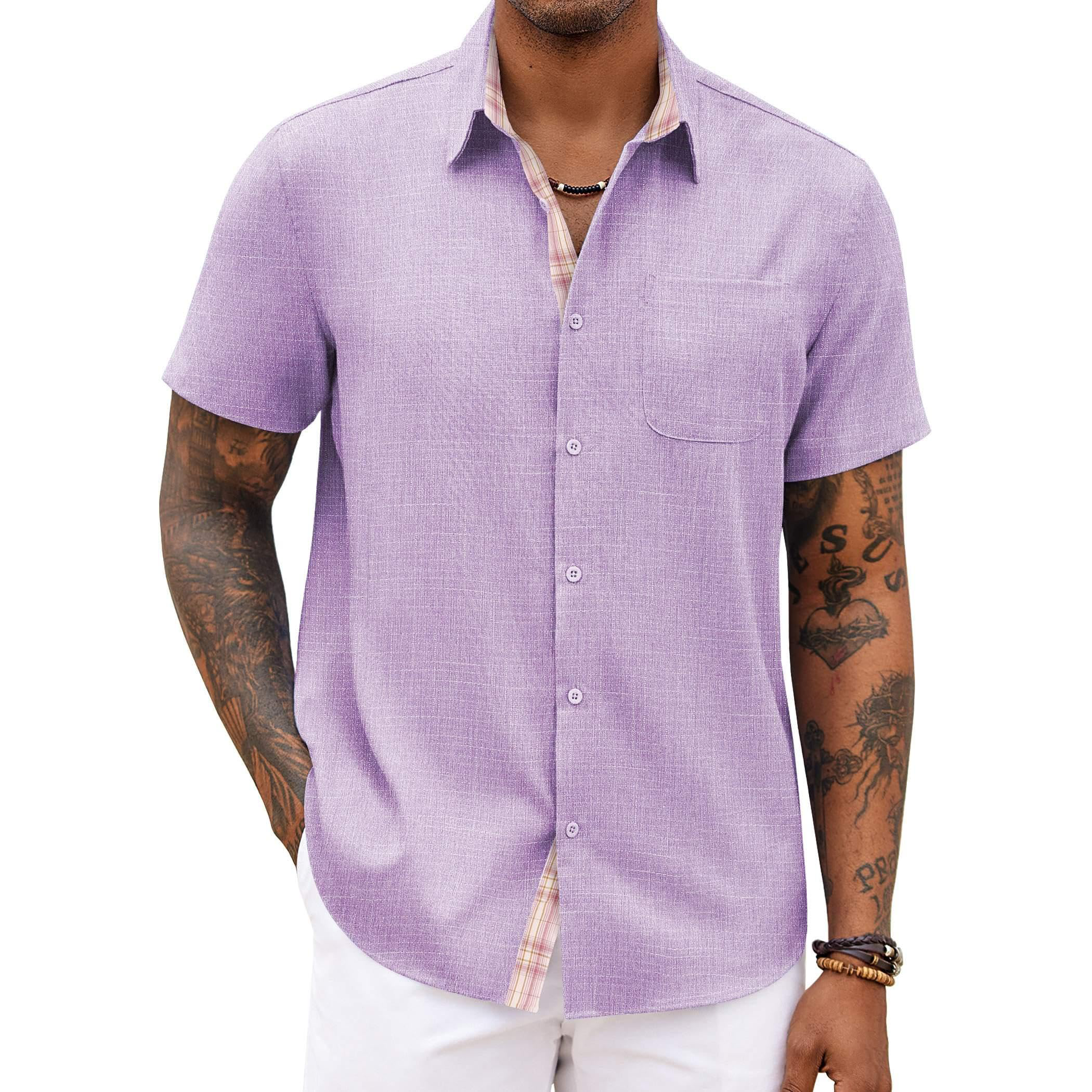 Men's Linen Short Sleeve Button-Up Shirt