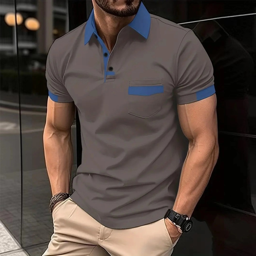 Men's Color Block Pocket Polo Shirt