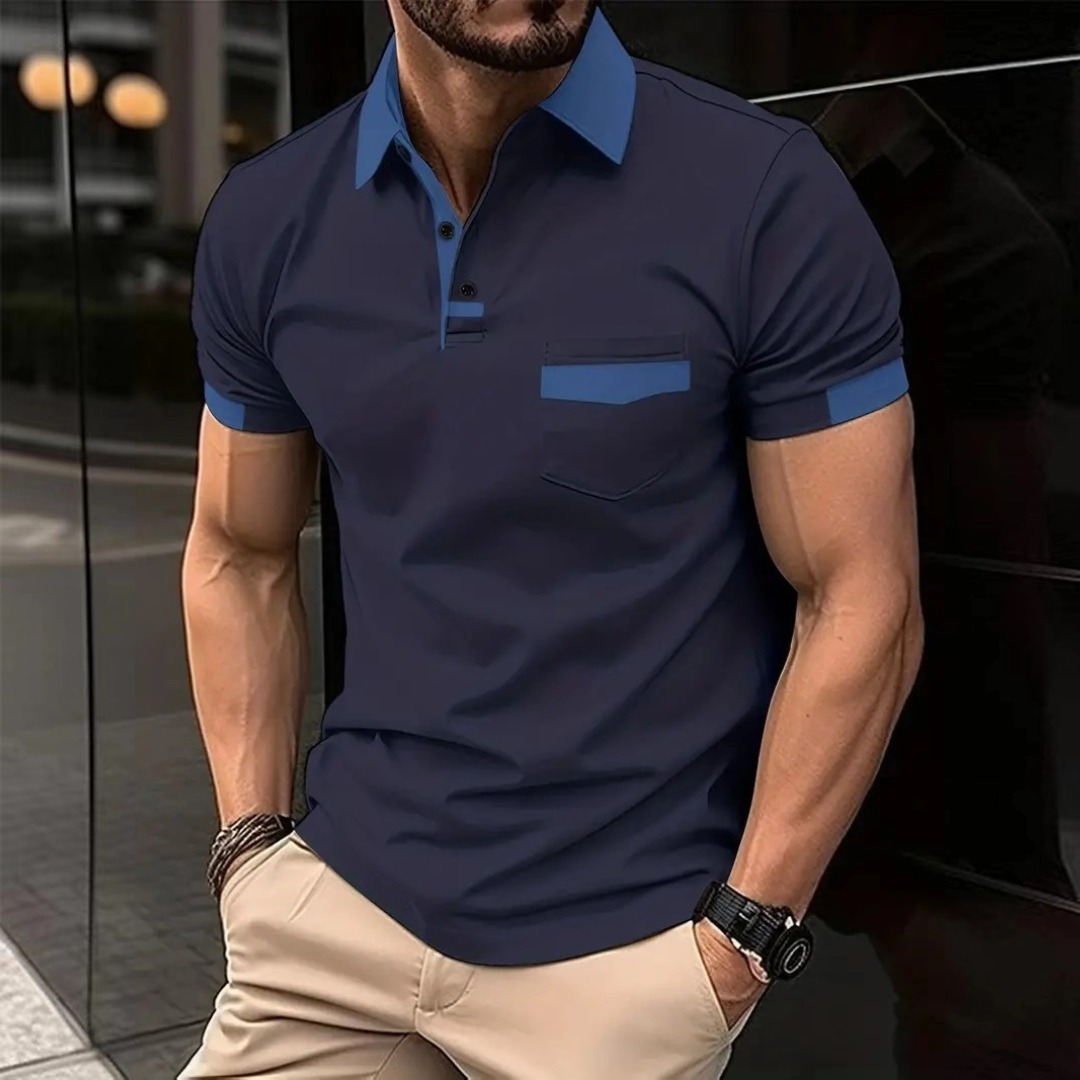 Men's Color Block Pocket Polo Shirt
