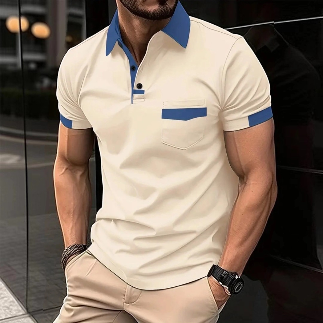 Men's Color Block Pocket Polo Shirt