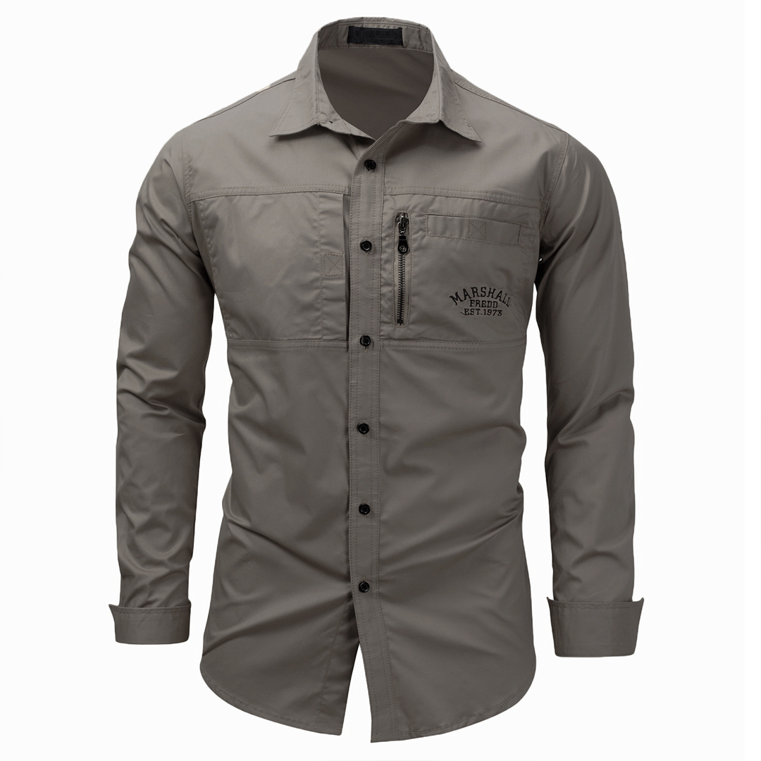 Men's Long Sleeve Cargo Shirts with Zip Pockets