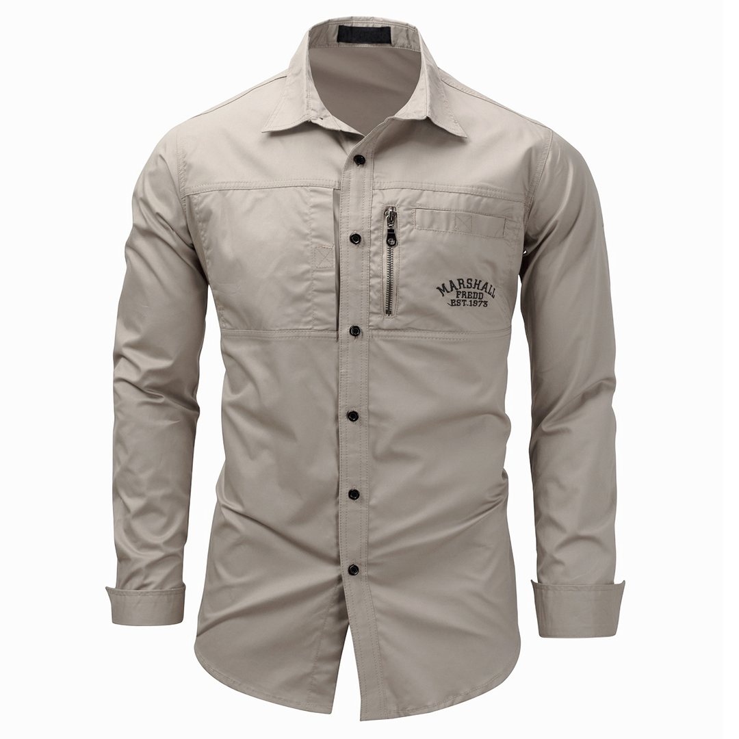 Men's Long Sleeve Cargo Shirts with Zip Pockets