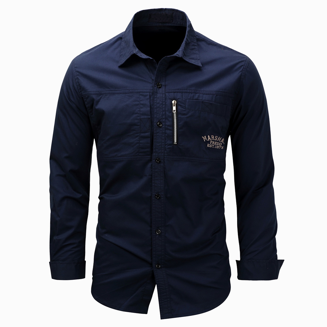 Men's Long Sleeve Cargo Shirts with Zip Pockets